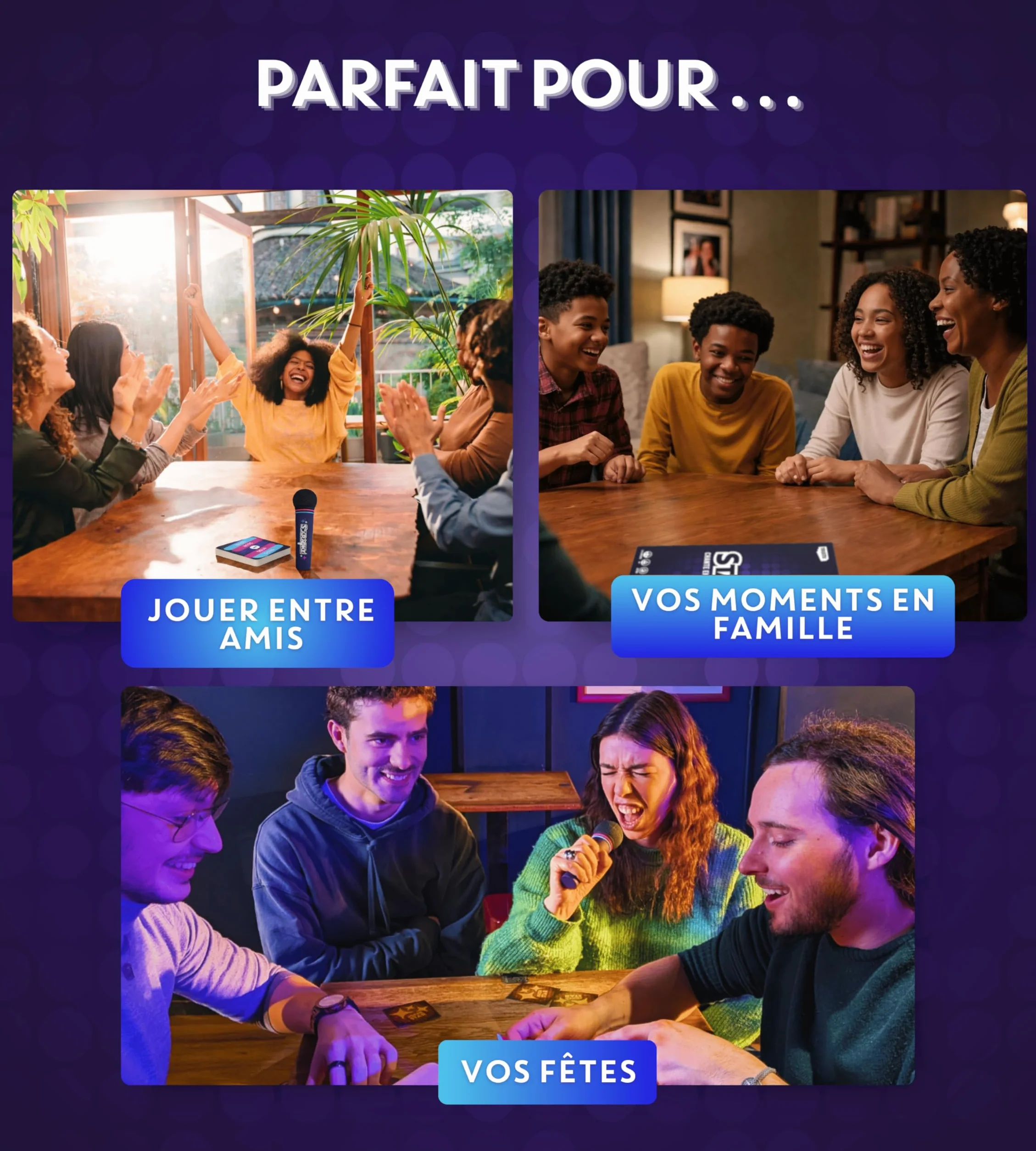 STARAOKÉ Jeu de société Musical drôle - Jeu d'Ambiance 2 à 8 Joueurs 350 Cartes Dès 8 Ans