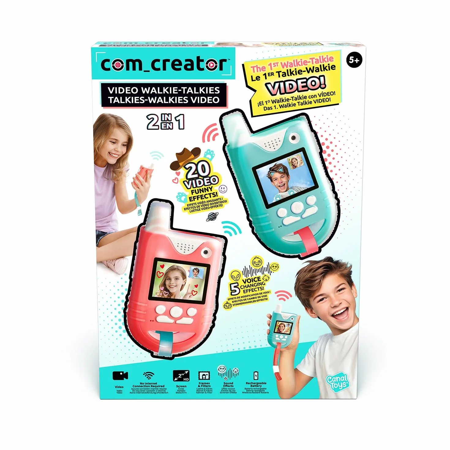 Canal Toys Kit Talkies-Walkies 2 en 1 Vidéo Enfant 300M 20 Effets 5 Voix INF 042