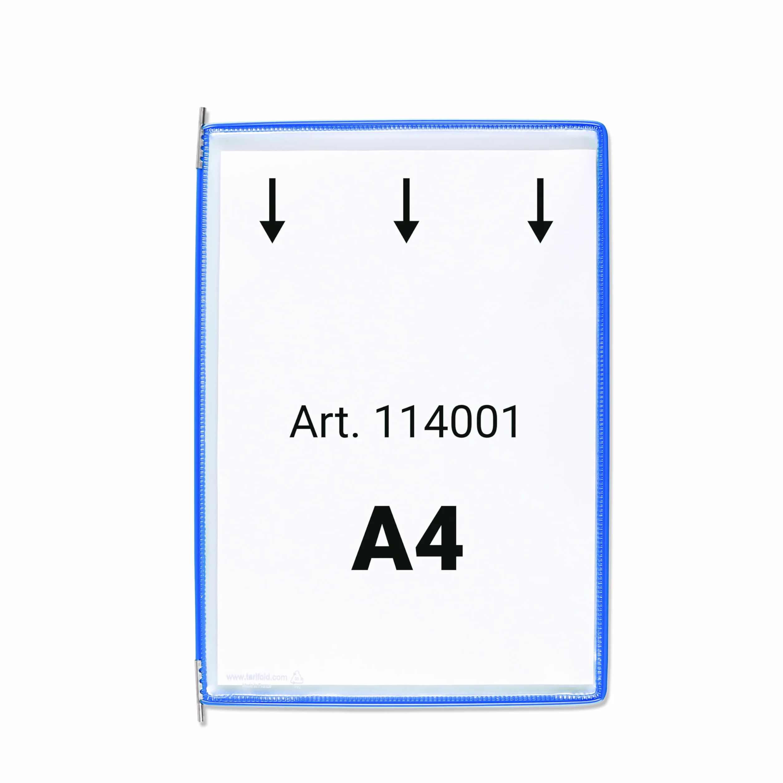 Tarifold Lot de 10 Poches à Pivots A4 Portrait - Système d'Affichage PVC Souple Anti-Reflets Cadre Acier Bleu