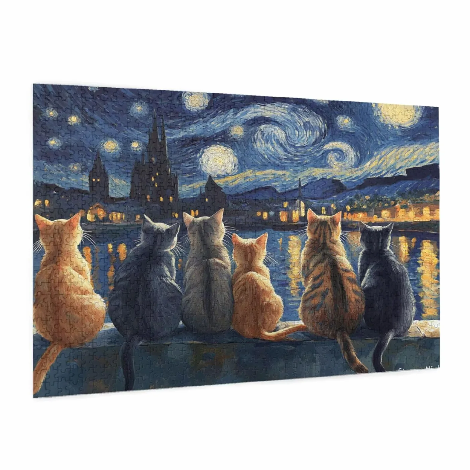 Puzzle 2000 Pièces Adultes Chat 100x70cm Puzzle Adulte 2000 Pièces, Jigsaw Classiques Débutante Jeu de Patience, Décoration de Pâques Unique, Classiques Décoration Intérieure Cadeau Ciel étoilé p-665