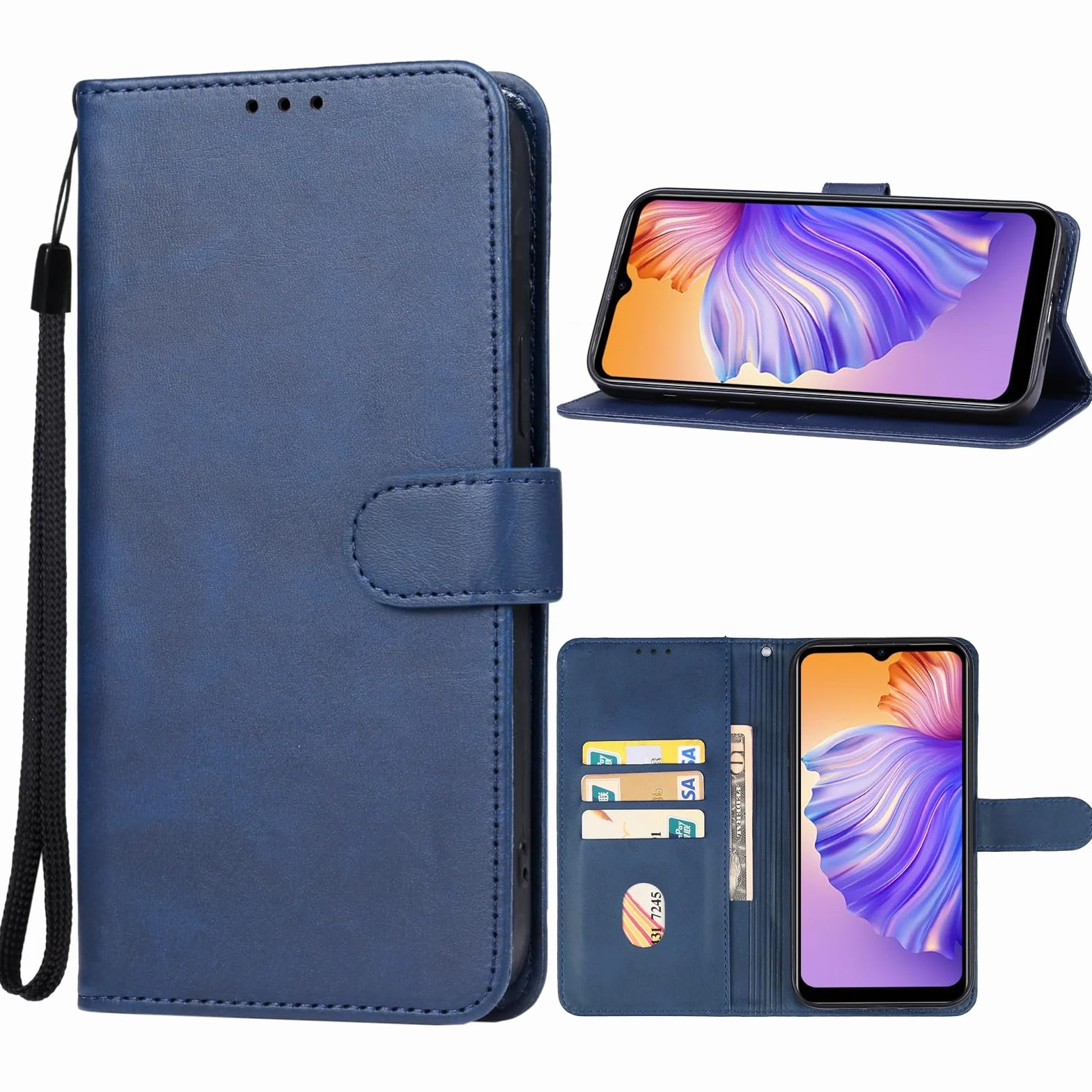 Étui compatible DOOGEE N50 N50S coque flip livre cuir magnétique porte carte bleu