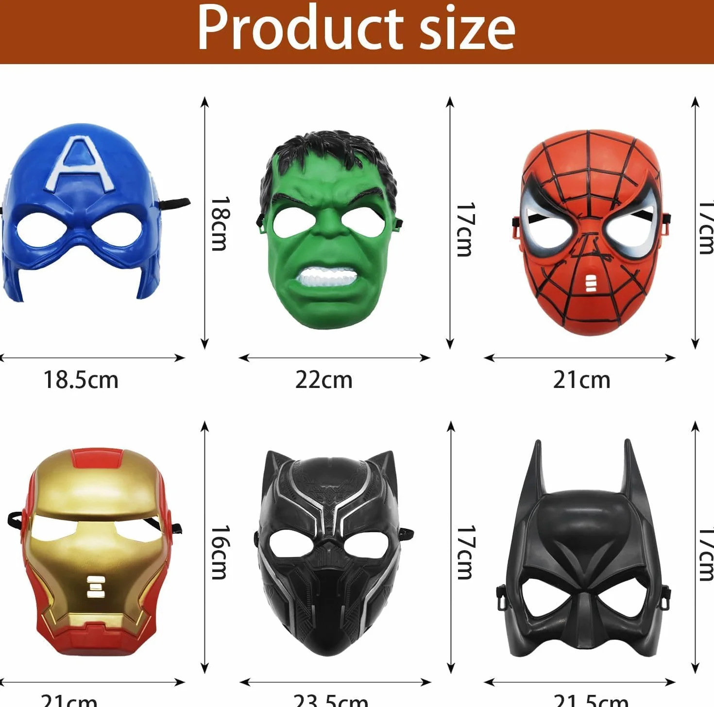 Lot de 6 masques de super-héros pour cosplay, adulte, anniversaire, carnaval