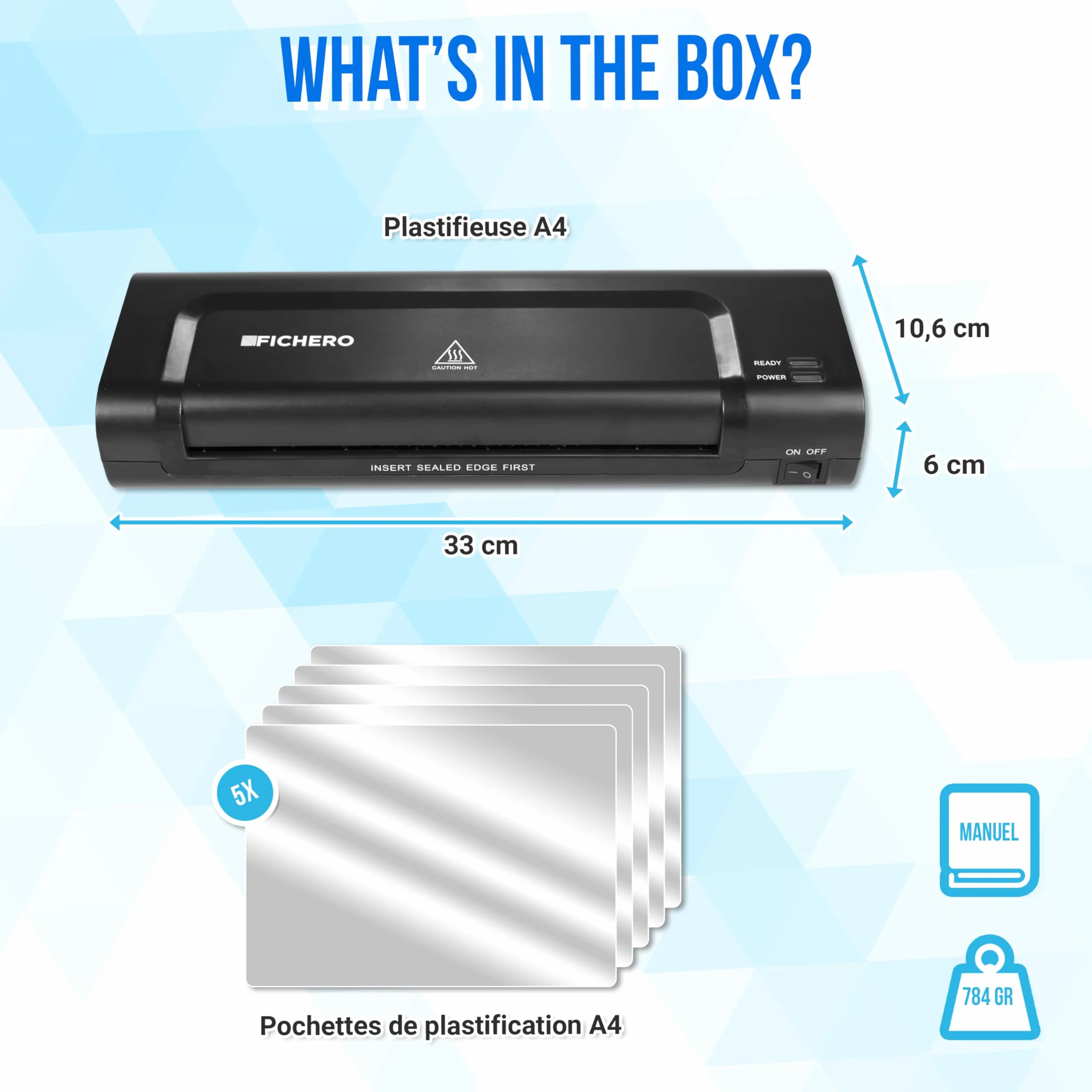 Silvergear Plastifieuse A4 A5 A6 Rapide avec 5 Films de Plastification pour Maison Bureau Ecole