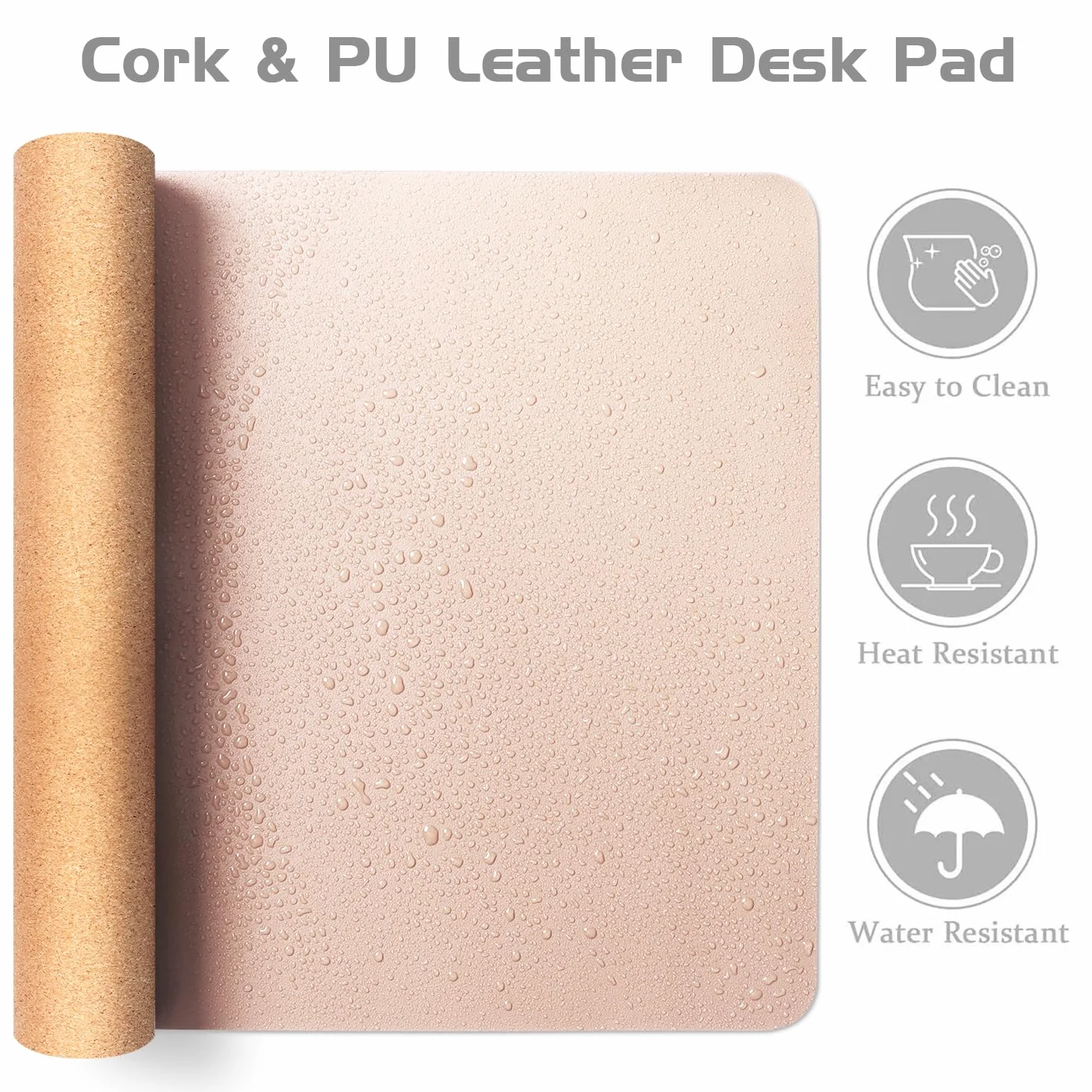 Tapis de bureau en liège naturel double face Aothia 65x35cm imperméable souris protection