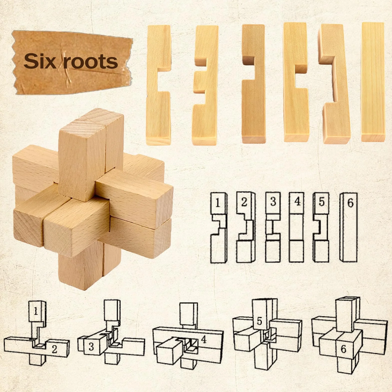 Casse-tête en bois 3D - Jeu de puzzle géométrique logique - Blocs éducatifs pour enfants et adultes