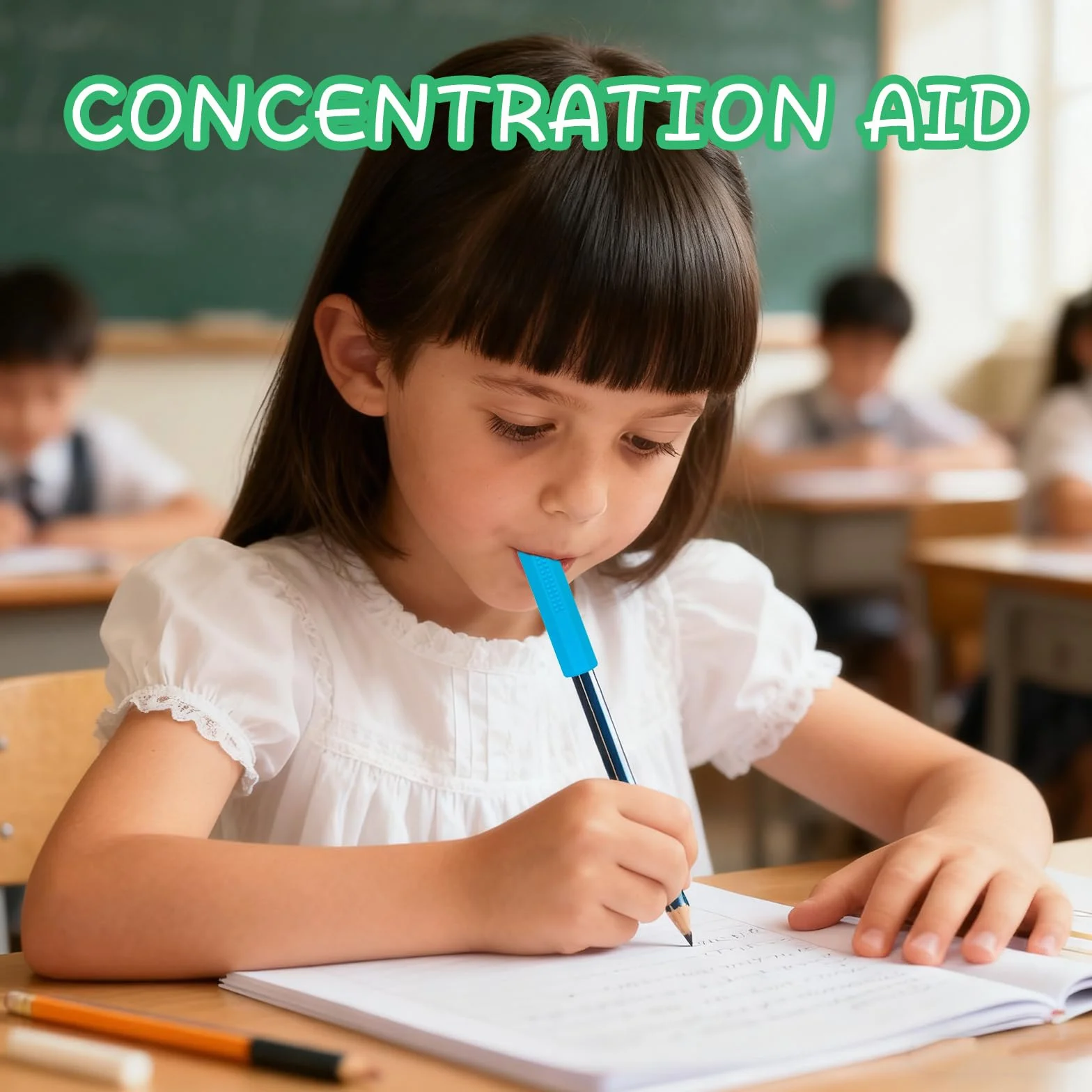Embout de Crayon à Machouiller Sensoriel en Silicone pour Enfants Autisme TDAH - Lot de 3 Pièces
