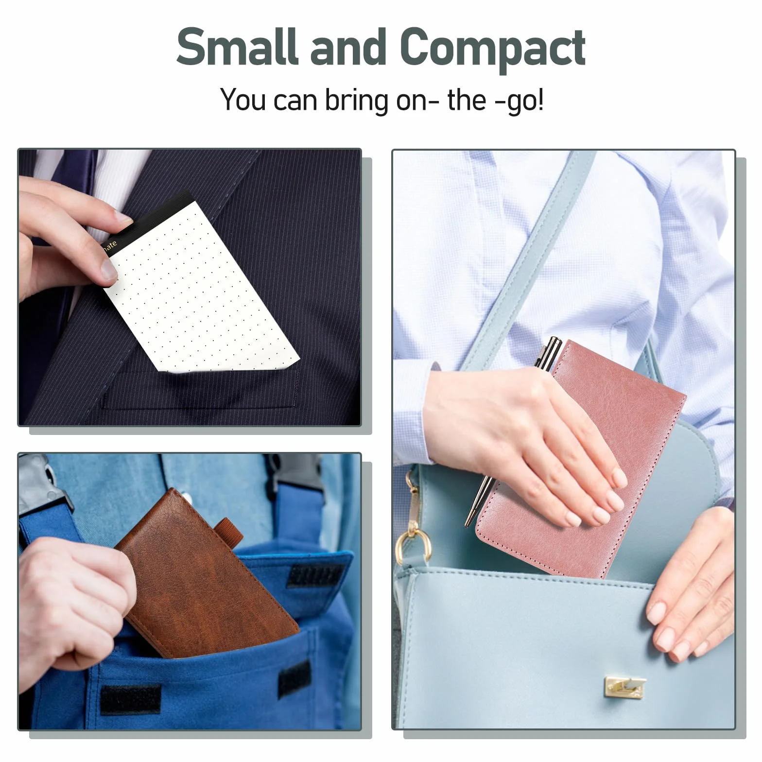 WEMATE 10 pièces Cuir PU Carnet de Poche Bloc Note avec recharges et stylo bille métal Noir