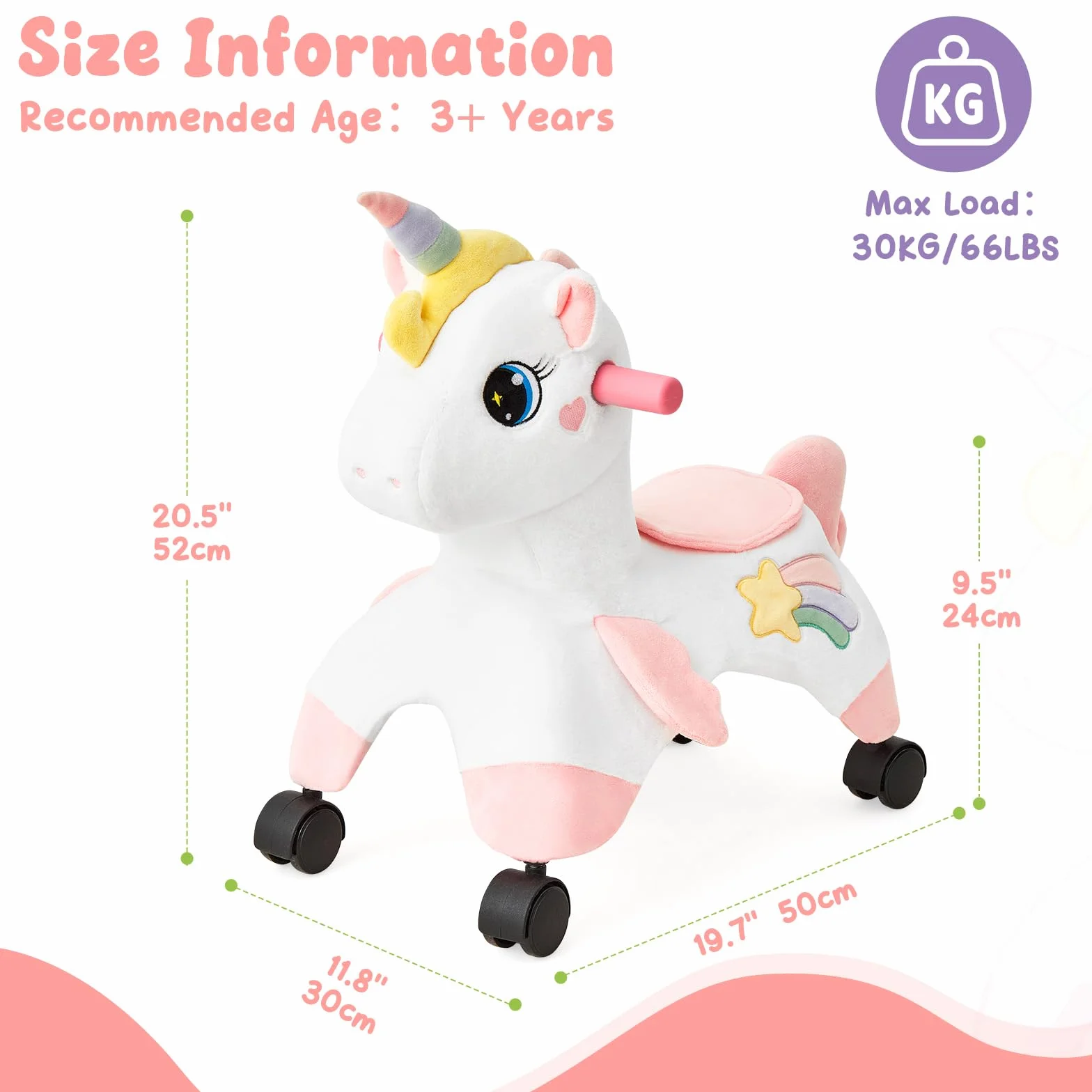 FUNLIO Licorne Porteur Enfant 1-3 ans Roues Pivotantes 360° Développer Équilibre Coordination Intérieur Extérieur Facile Assembler