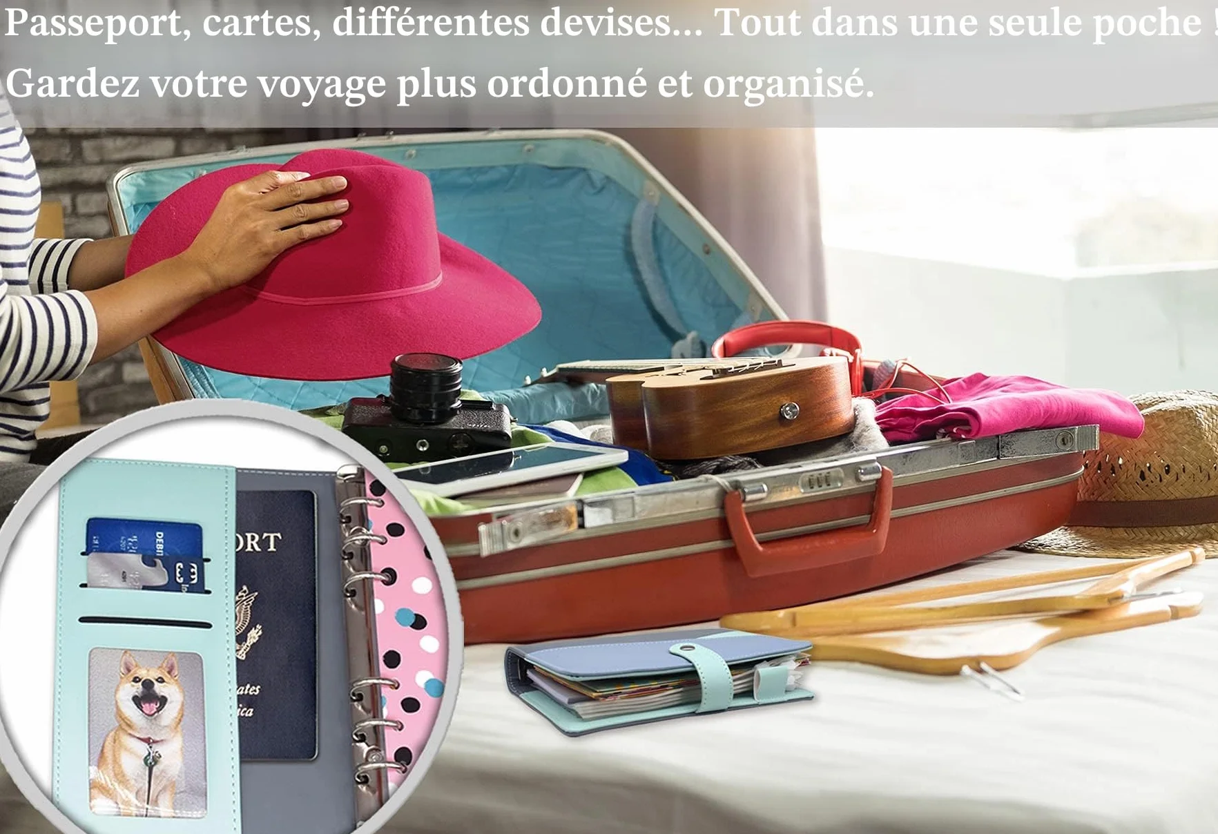Ginmlyda Enveloppe Budget Planner Francais Cash 6 Pochettes PVC 6 Enveloppes Classeur 12 Tableaux 2 Autocollants Stylos Bleu