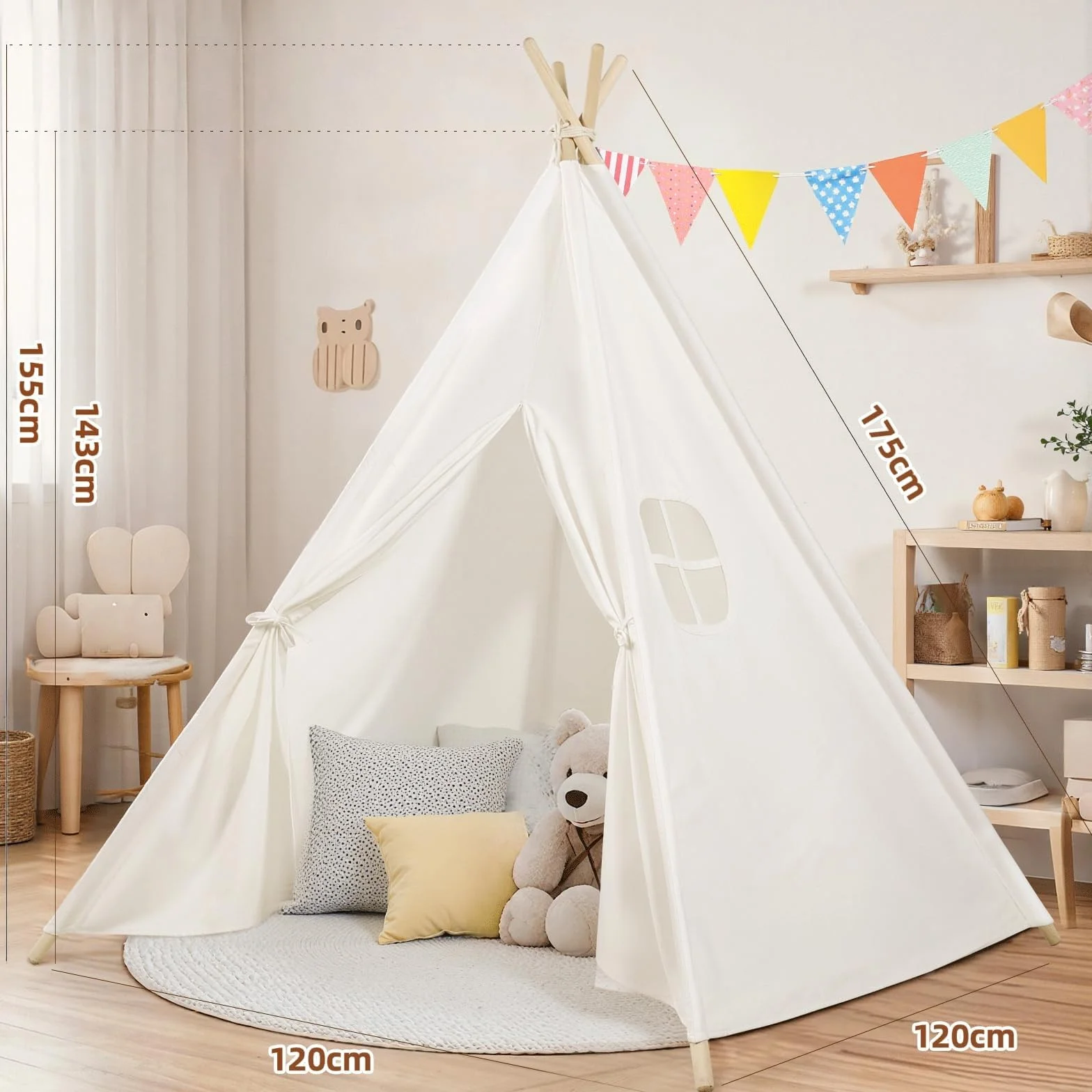 Wilwolfer Tipi Tente Enfant Coton Interieur Tapis De Sol Jeu Filles Garcons