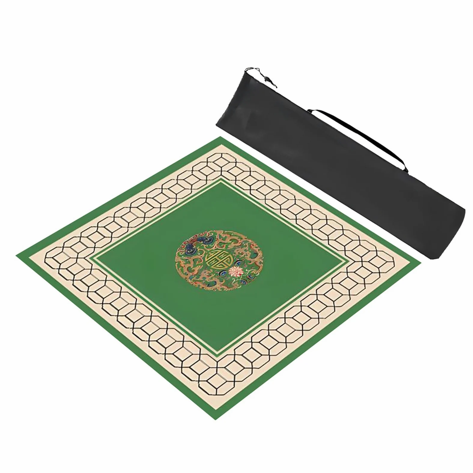 Tapis de mah-Jong, Tapis de Table Majiang, Tapis Jeu Mahjong carré avec Sac Rangement(Grün,88x88cm (34.64x34.64in))