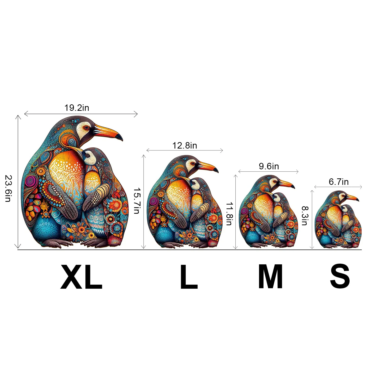Puzzle Bois Adulte, Puzzles en Bois Animaux, Puzzles Animal Unique pour Adulte 14+, Wooden Puzzles (660pcs-XL-23.6 * 19.2in Pingouin)