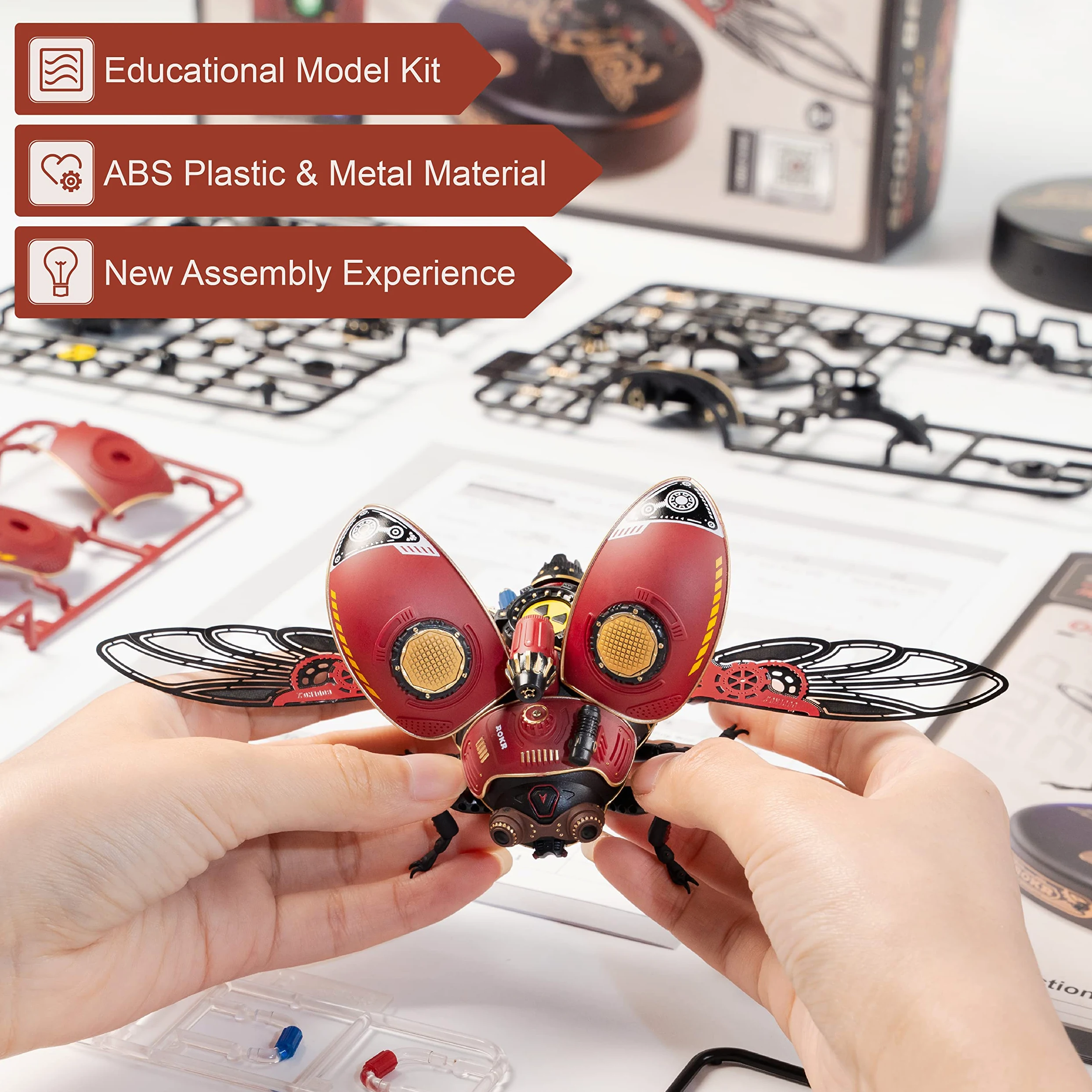 ROKR Puzzle 3D Metal Insecte Modélisme pour Adultes à Construire Scout Beetle Cadeau de Décoration de Bureau à la Maison（MI02