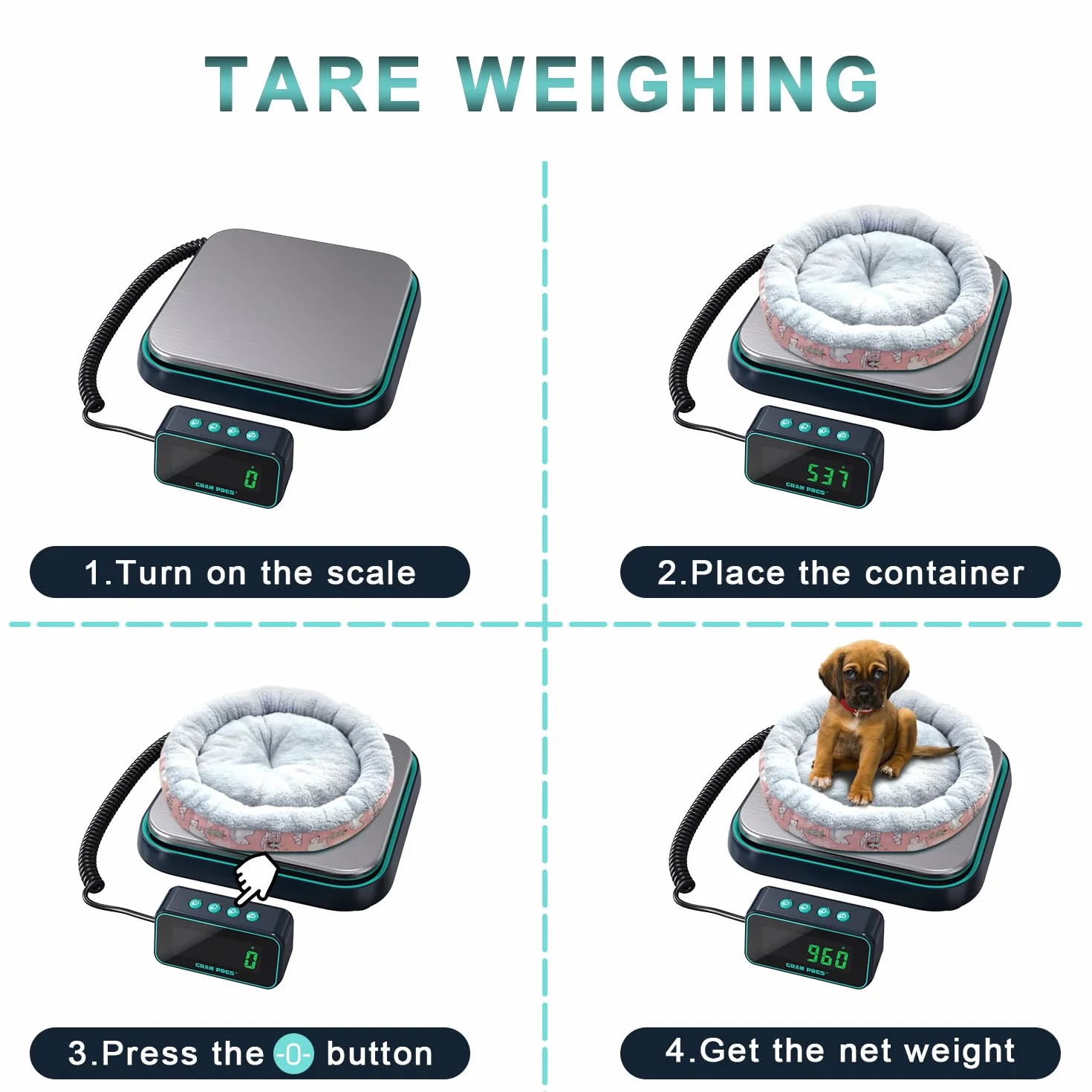 GRAM PRES Balance d'expédition numérique 86 lbs/0,1 oz - Balance postale de haute précision avec hold/tara/affichage LCD séparé, acier inoxydable