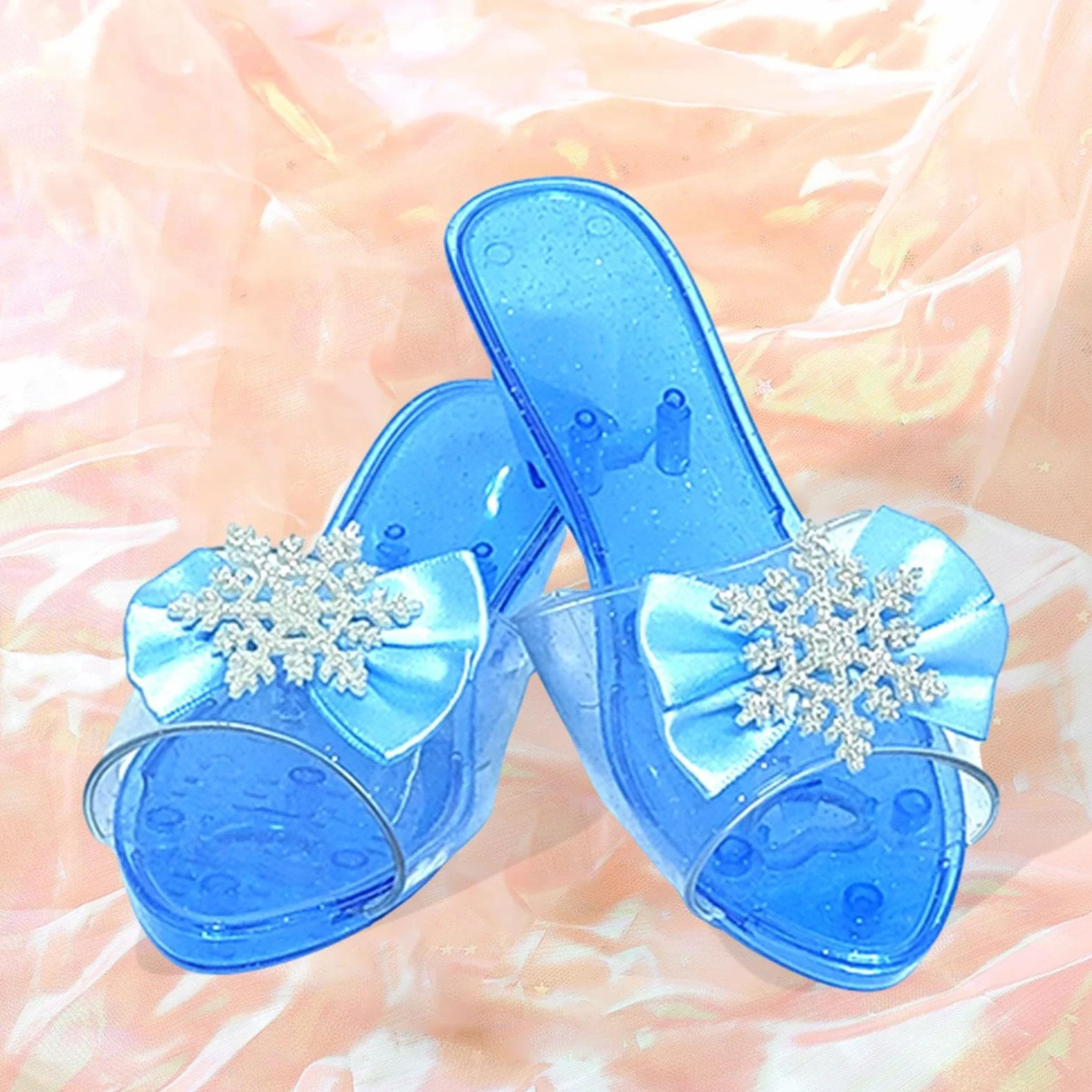 predolo Chaussures de Princesse à Enfiler pour déguisement, Bleu
