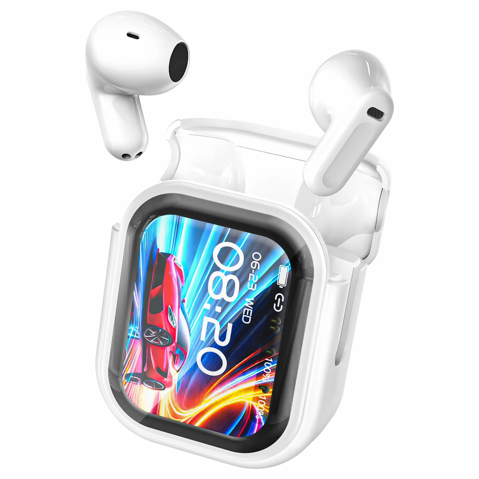 Traducteur Écouteur NE20 OWS Sans Fil 134 Langues IA Bluetooth 5.4 Écran LED Blanc