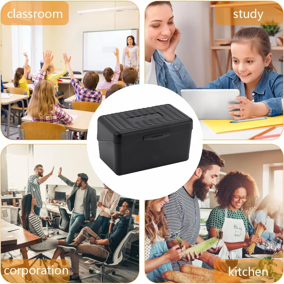 Fiche Bristol Flash Cards 150 Fiche de Revision +150 Doublures Colorées +8 Anneaux de Livre Boîte Index A7 Noir