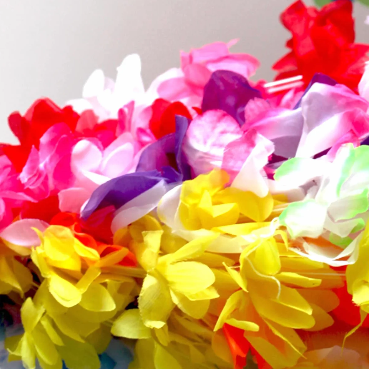 Lot de 50 décorations de fête hawaïennes, collier hawaïen en vrac pour fête tropicale, plage, Luau, Aloha