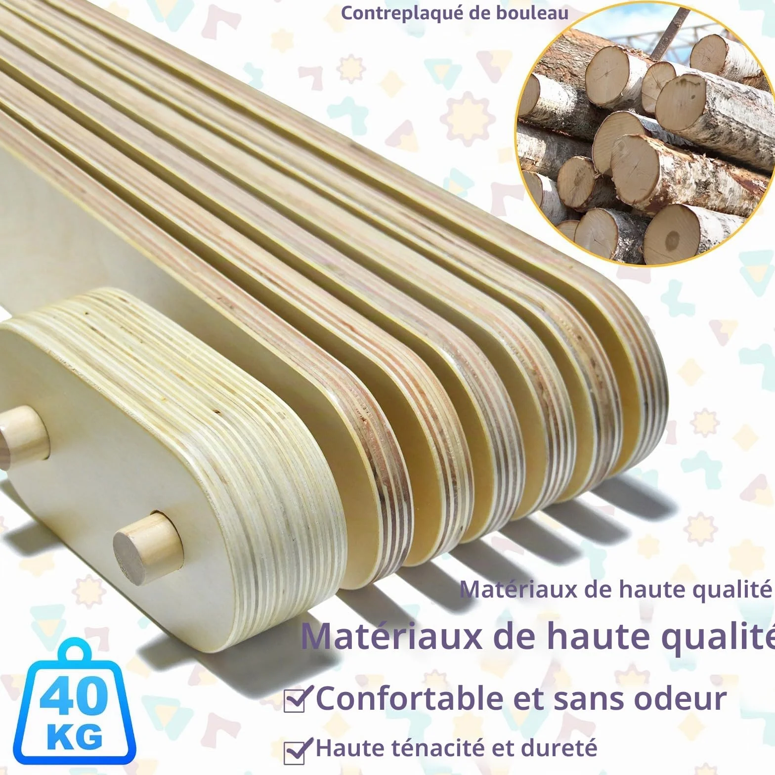 Poutre d'équilibre en bois avec 6 pierres d'équilibre pour enfants, jouet combinable intérieur extérieur à partir de 3 ans