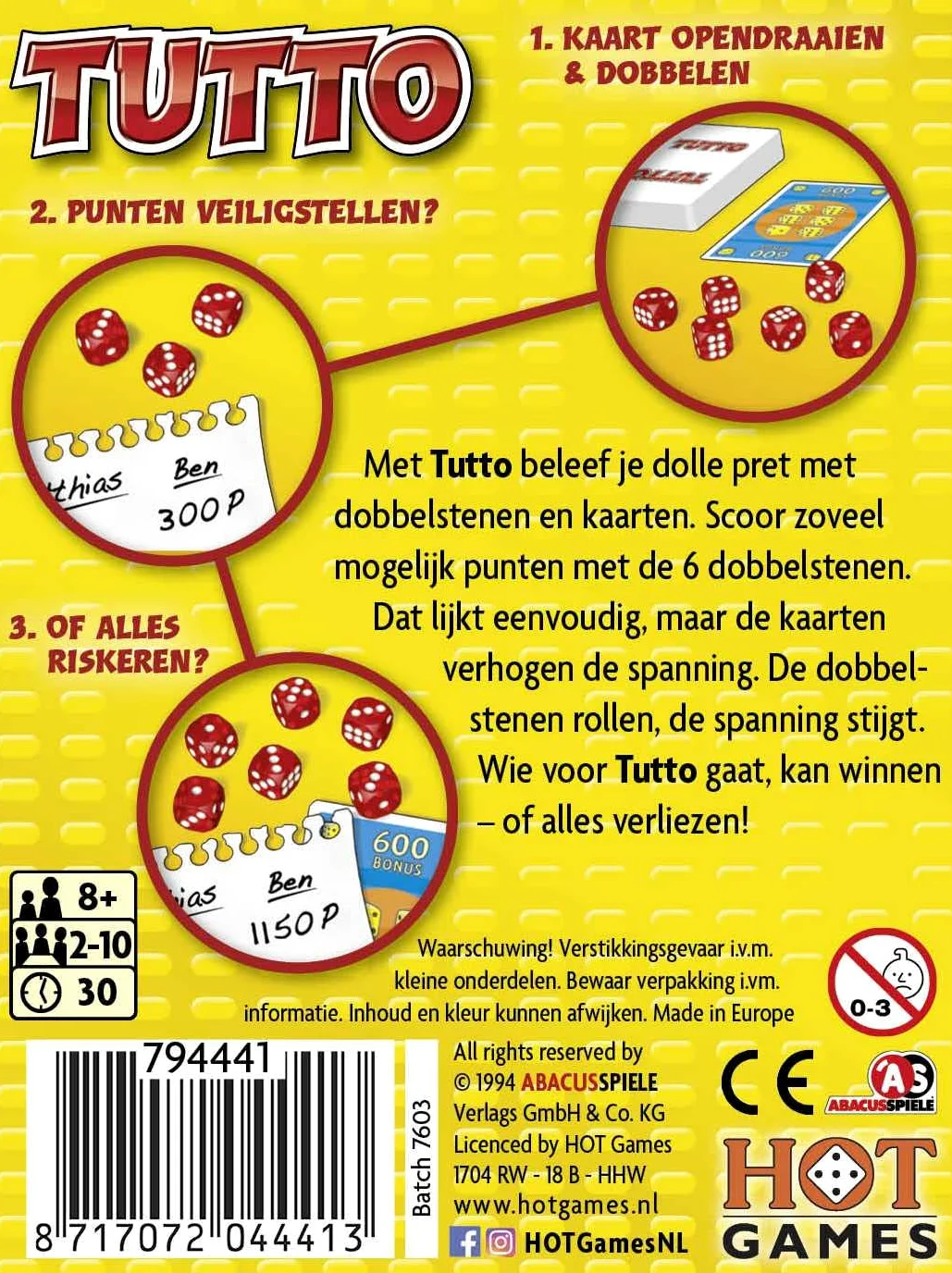 Tutto jeu de dés - HOT Jeux