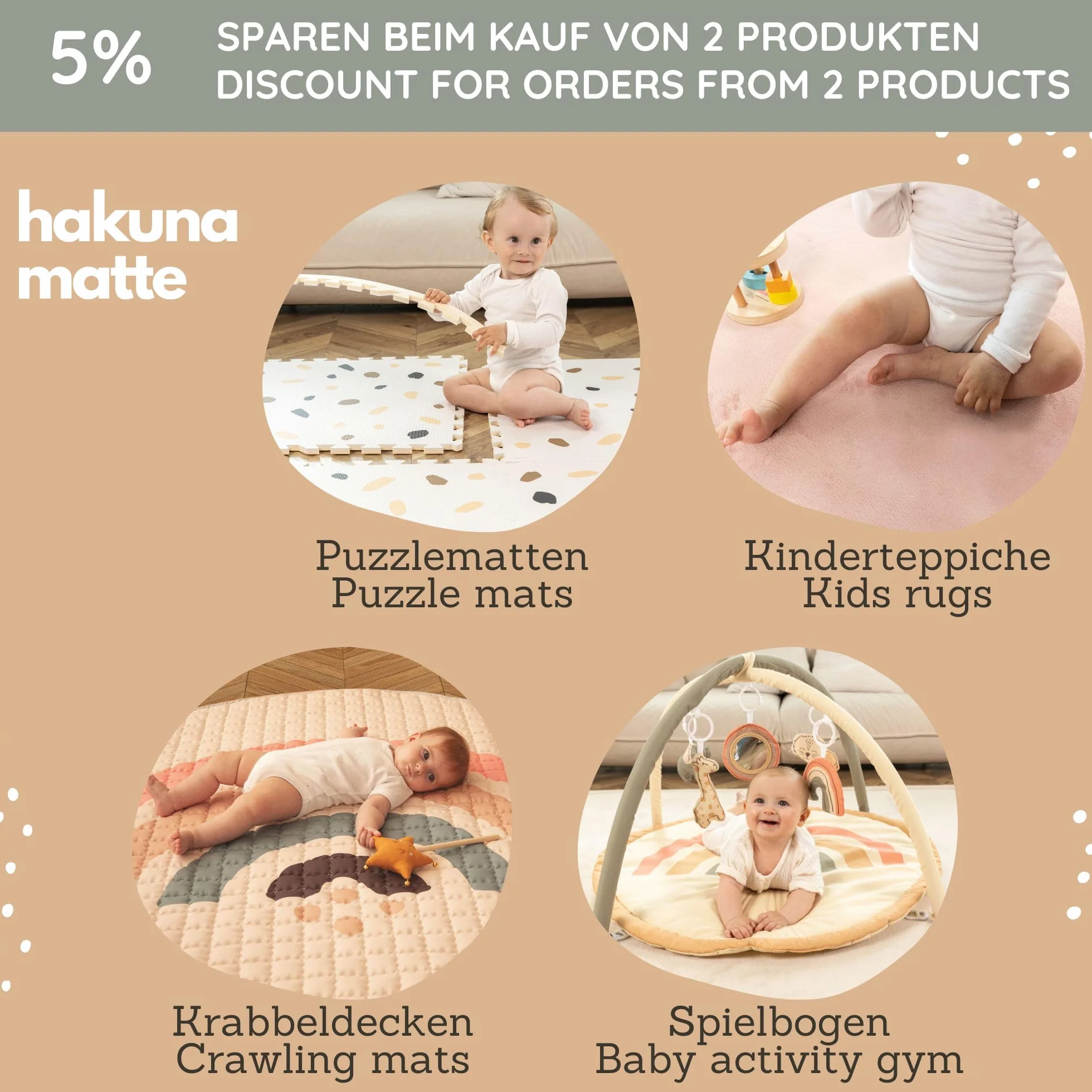 Hakuna Matte Tapis Puzzle pour enfants 1,2 x 1,2 m 16 carreaux mousse à encastrer épais doux certifié EN-71