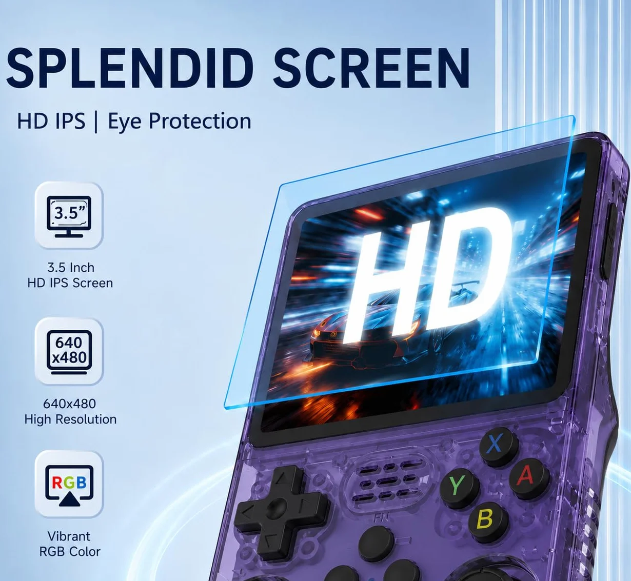 Whatsko Console de Jeux Portable Rétro 128 Go, Linux Open Source, Écran IPS 3,5 Pouces, Violet