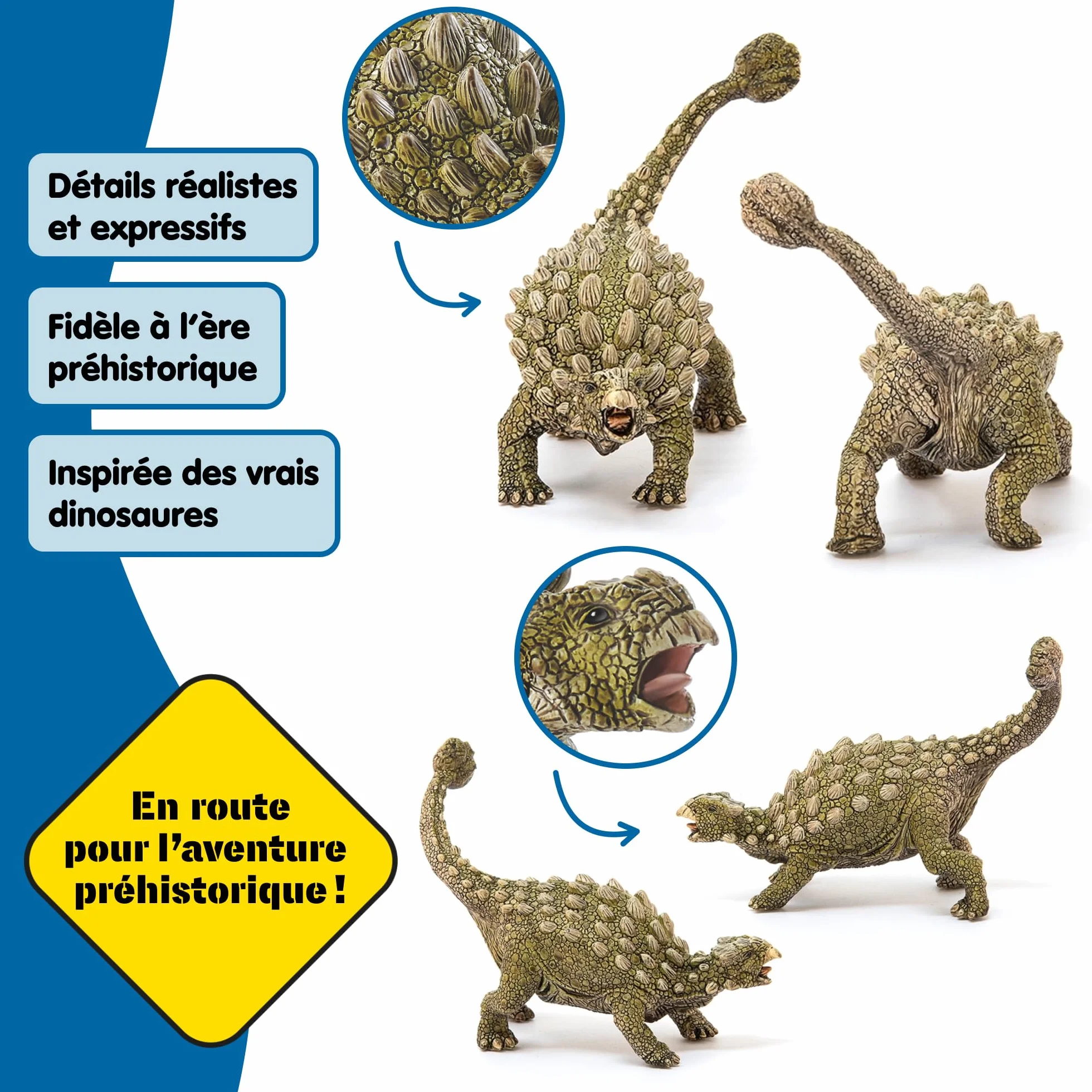 Schleich Dinosaure Ankylosaure 15023 Jouet Fidèle aux Détails Collectionner 14x7x11 cm