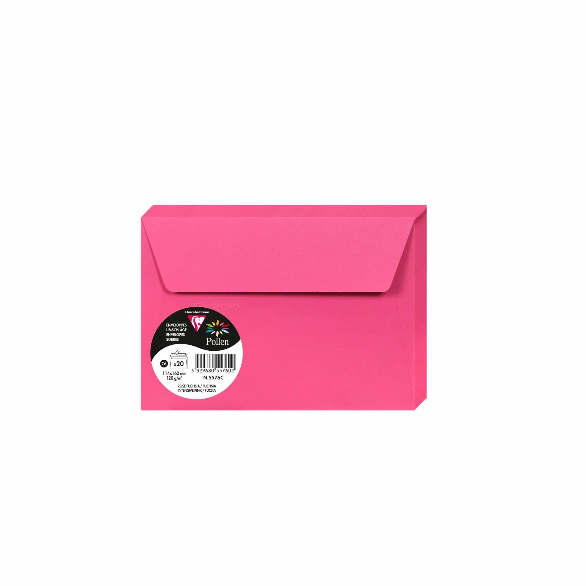 Clairefontaine Enveloppes C6 Rose Fuchsia 120g Auto-Adhésives Lot 20 – Format 11,4 x 16,2 cm Papier Lisse