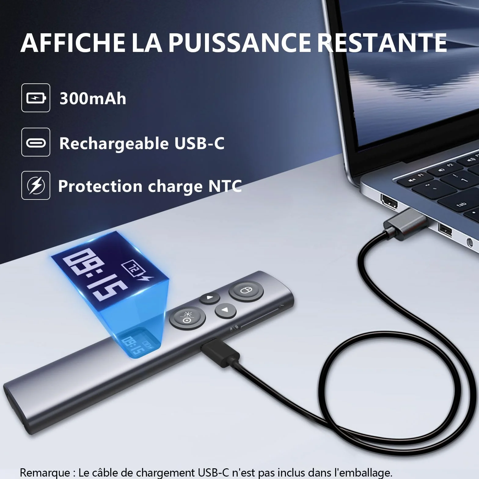 Norwii N95s BLE Prezentacyjny Kliker z Cyfrowym Wskaźnikiem do Prezentacji PowerPoint na Ekranie TV/Projekcji, Bezprzewodowy Pilot z Odliczaniem (Zielony - USB-C)