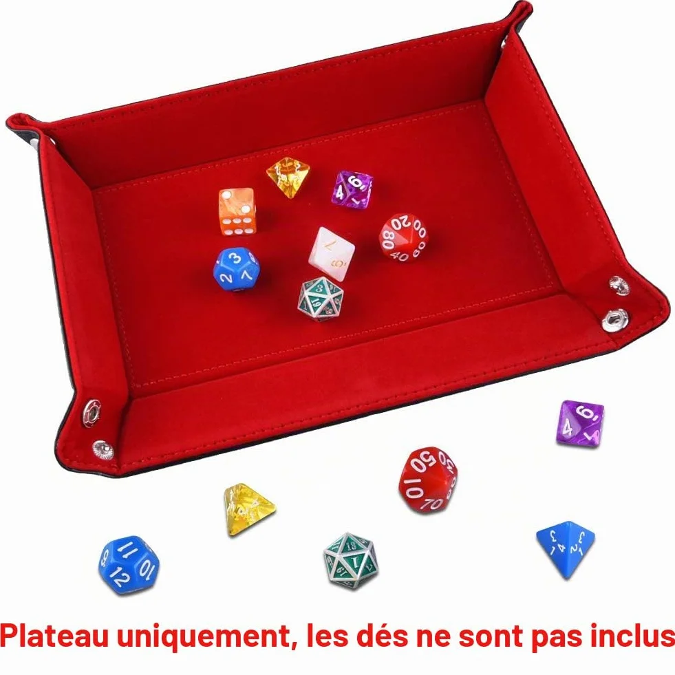 SIQUK Plateau à dés Double Face Pliant Cuir PU Velours Bordeaux pour D&D Jeux de Table