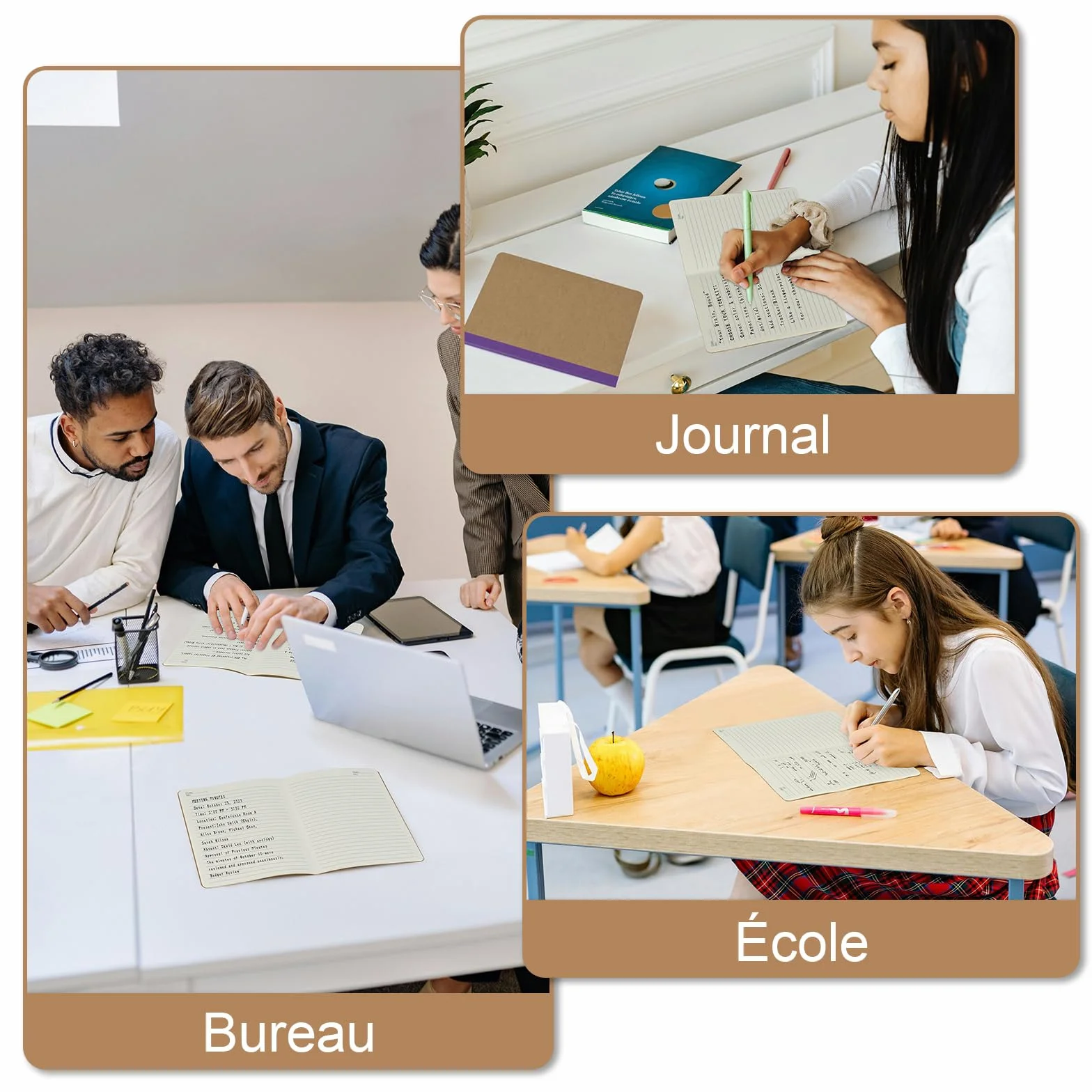 Cahiers Lignés avec Dos Arc-en-Ciel, Lot de 12 Blocs Carnet de Notes, Couverture Kraft, 60 Pages