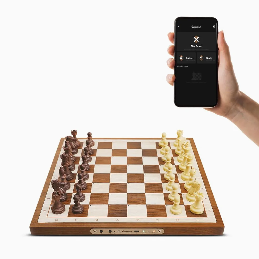 Jeux d'échecs électroniques Chessnut Air - Échiquier en Bois Fait Main, LED, IA adaptative et Application