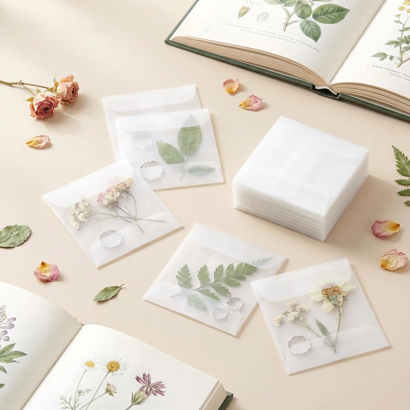 Enveloppes transparentes en verre 9,94 x 7,9 cm Lot de 50 pour timbres invitations