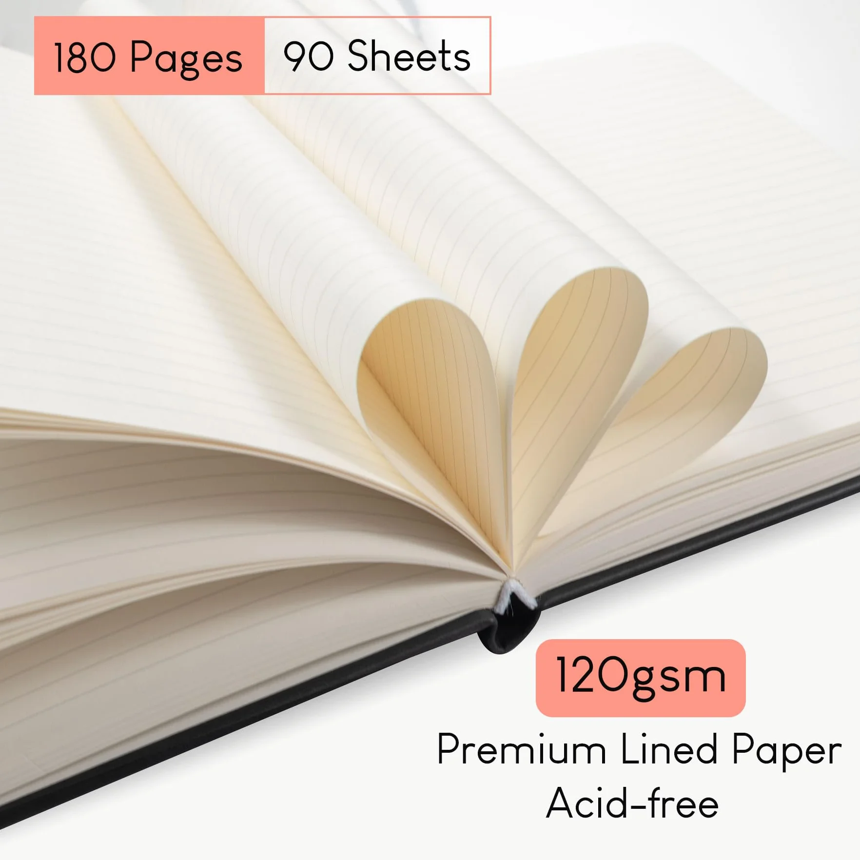Carnet de Notes A5 Couverture Rigide Ligné 120 g/m² 180 Pages Papier Épais