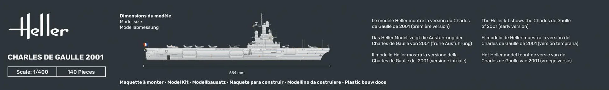 Heller Joustra Maquette bateau Porte Avions Charles De Gaulle Starter Kit