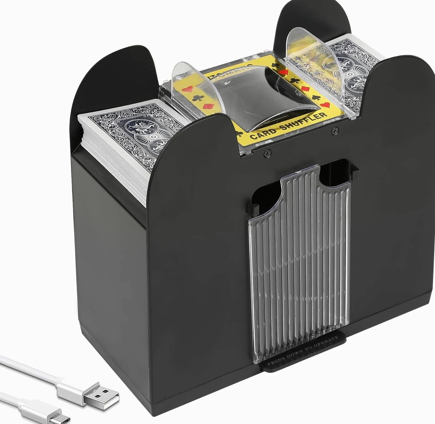 Mélangeur de cartes automatique à 6 plats, mélangeur électrique à piles USB/à piles | Prend en charge jusqu'à 6 decks, mélangeur automatique de cartes pour fête de famille, poker/blackjack/UNO