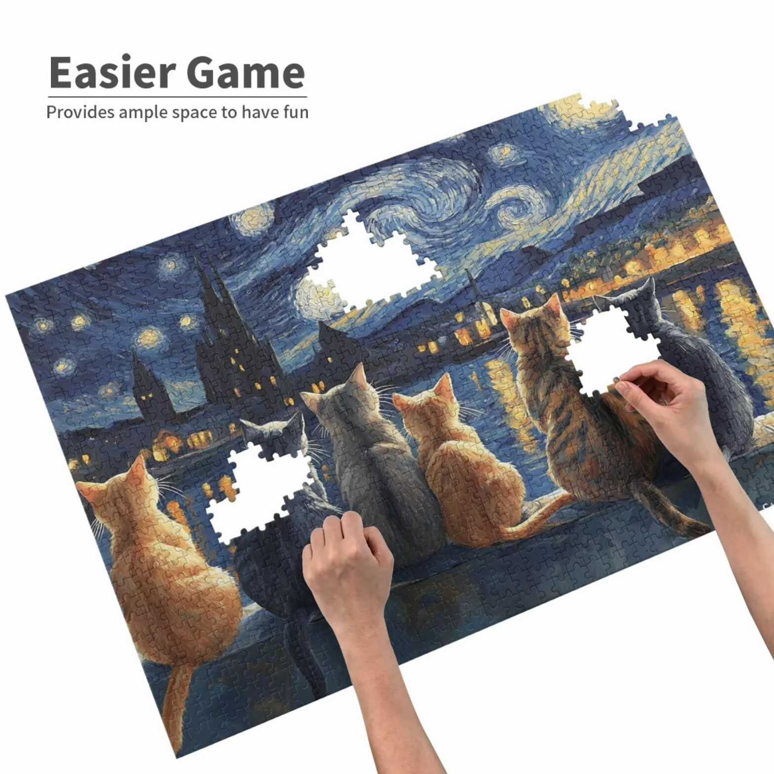 Puzzle 2000 Pièces Adultes Chat 100x70cm Puzzle Adulte 2000 Pièces, Jigsaw Classiques Débutante Jeu de Patience, Décoration de Pâques Unique, Classiques Décoration Intérieure Cadeau Ciel étoilé p-665