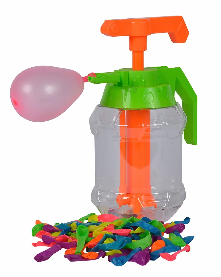 Simba Bouteille de remplissage pour bombes à eau avec pompe, 100 bombes, 1,4 l, jouet aquatique