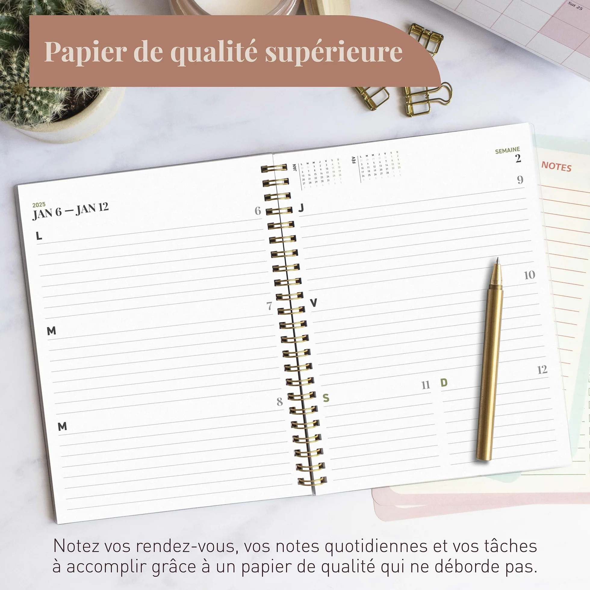Rileys & Co Planificateur Mensuel et Hebdomadaire, Couverture Flexible, Reliure à Double Spirale, Pages de Notes, Calendrier Vert