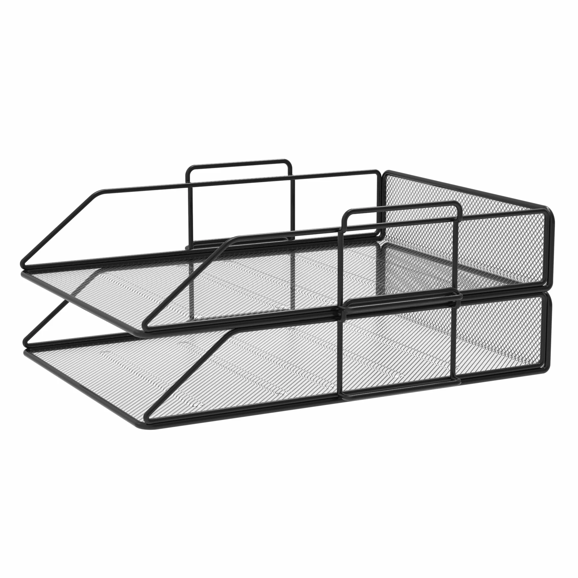 Corbeilles à courrier en Maille Métallique Format A4 Noir Lot de 2 Organisateur Bureau Trieur de Documents