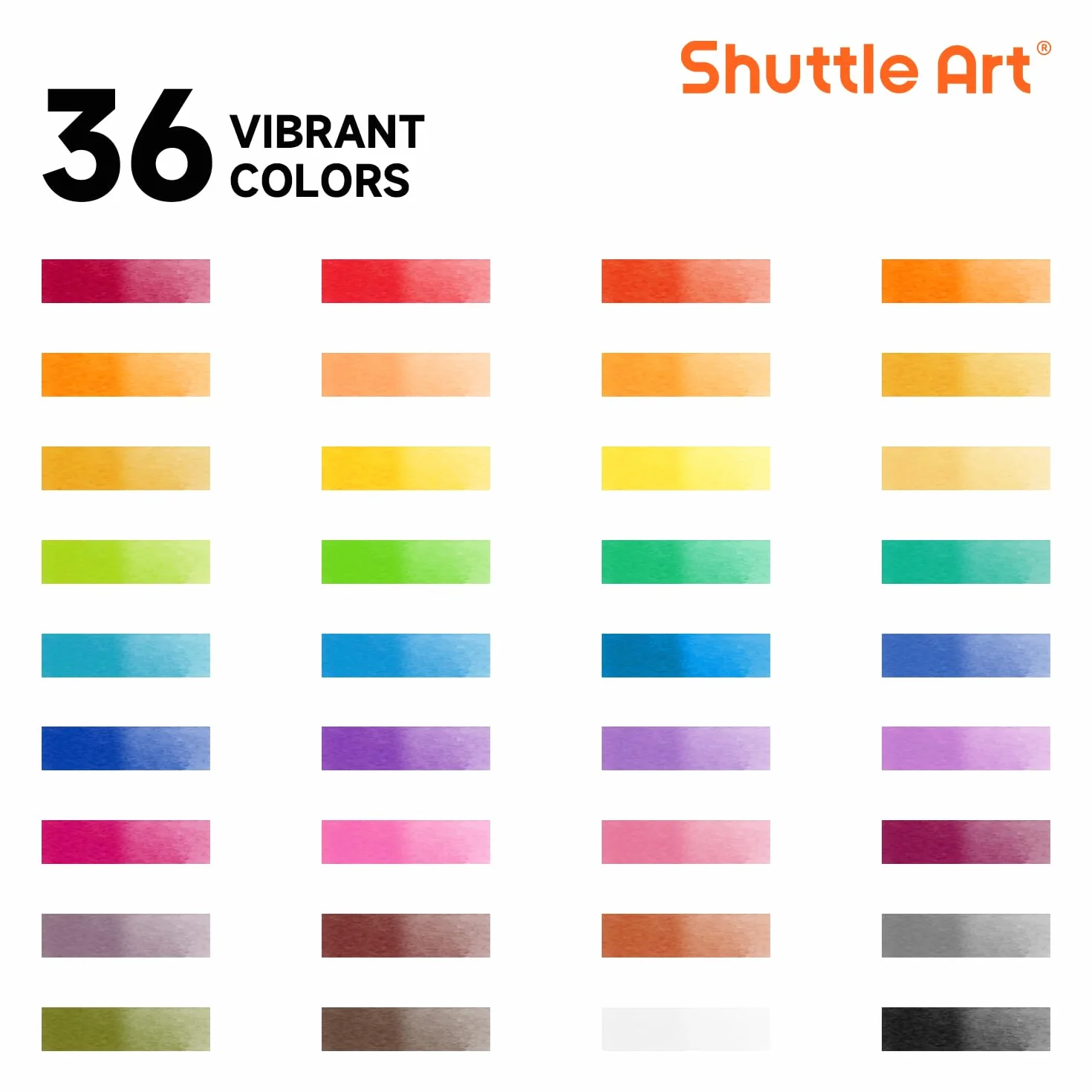 Shuttle Art Aquarelle Peinture, 36 Couleurs Set de Peinture Aquarelle avec 6 Pinceaux et 1 Bloc