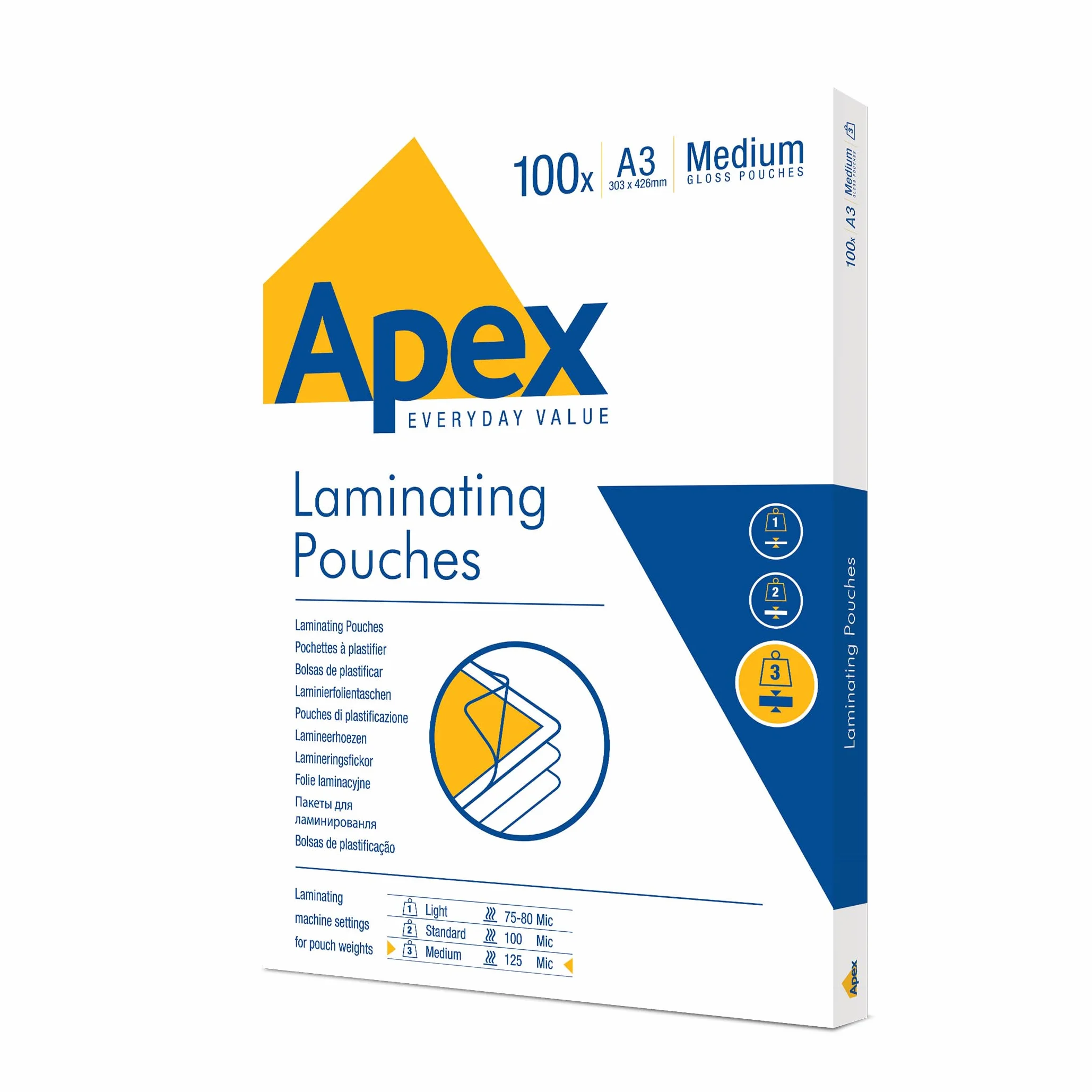 Fellowes Apex pochettes de plastification A3 brillant 100 feuilles Medium Duty