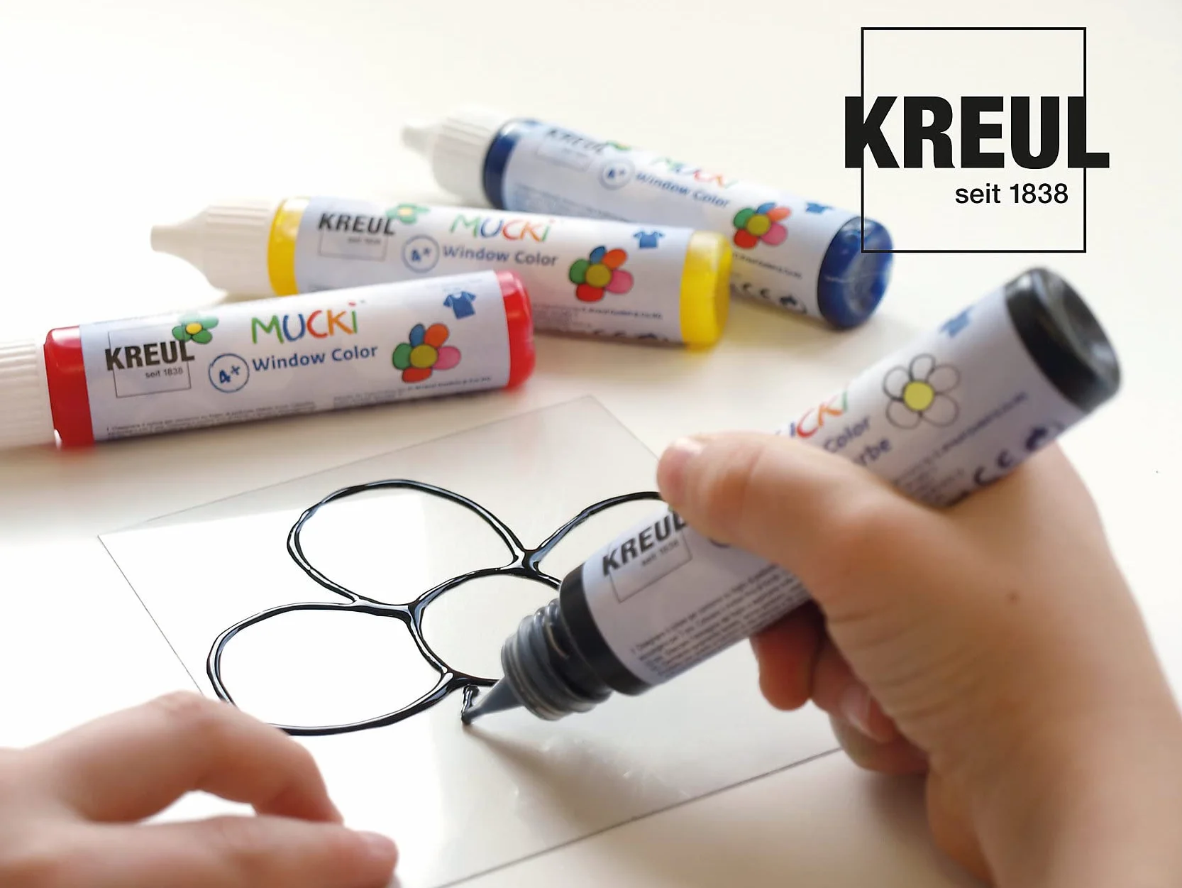 KREUL Mucki Window Color Kleine Tierwelt Set de coloriage pour fenêtres 7 crayons 29 ml