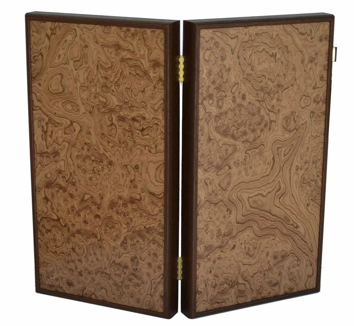 Manopoulos Walnut Burl Traditional 19" Backgammon Set - Olive Checkers