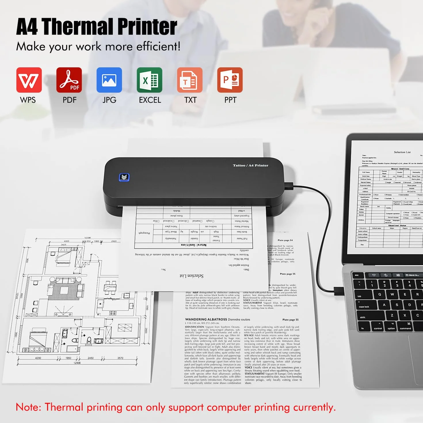 Imprimante Tatouage Thermocopieur Bluetooth A4 Papier Transfert 20pcs Compatible Smartphone PC