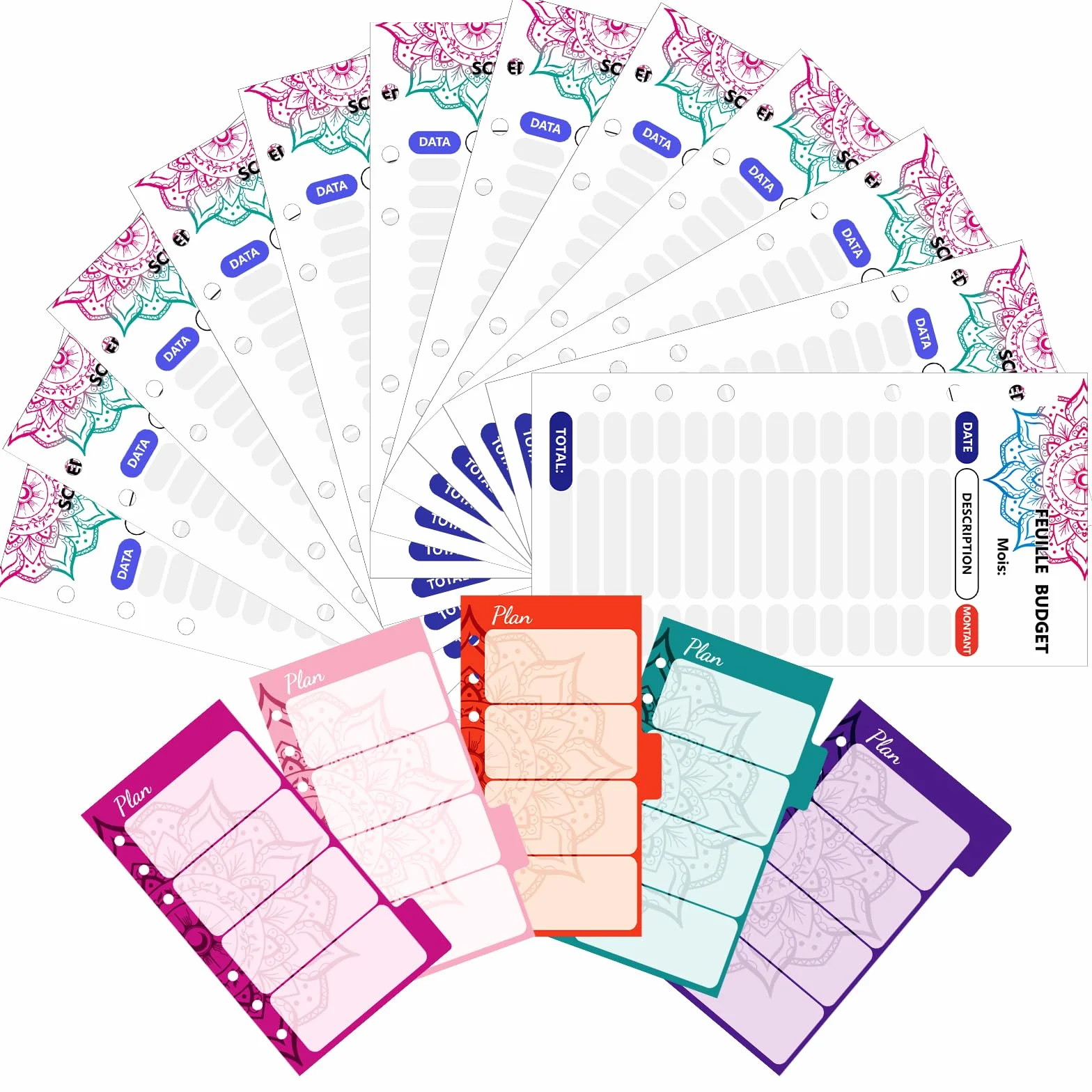 Planificateur de budget Français avec séparateurs colorés