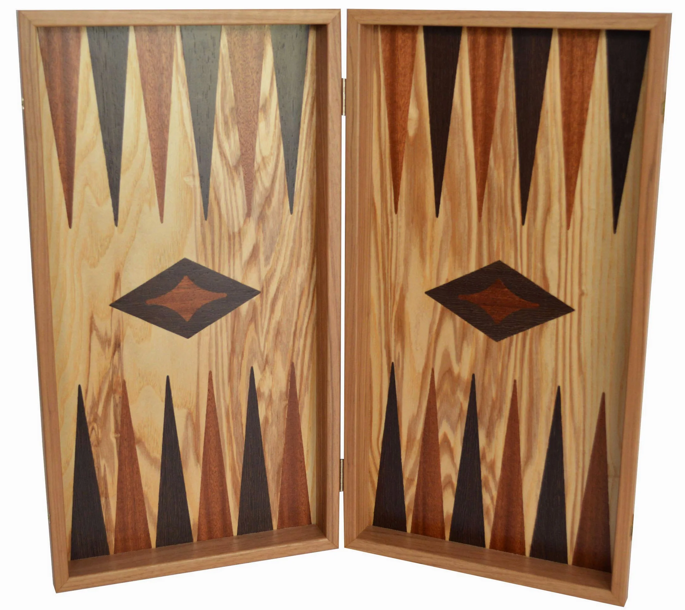 Manopoulos Traditional Olive Wood Backgammon Set - Olive Wood Chips