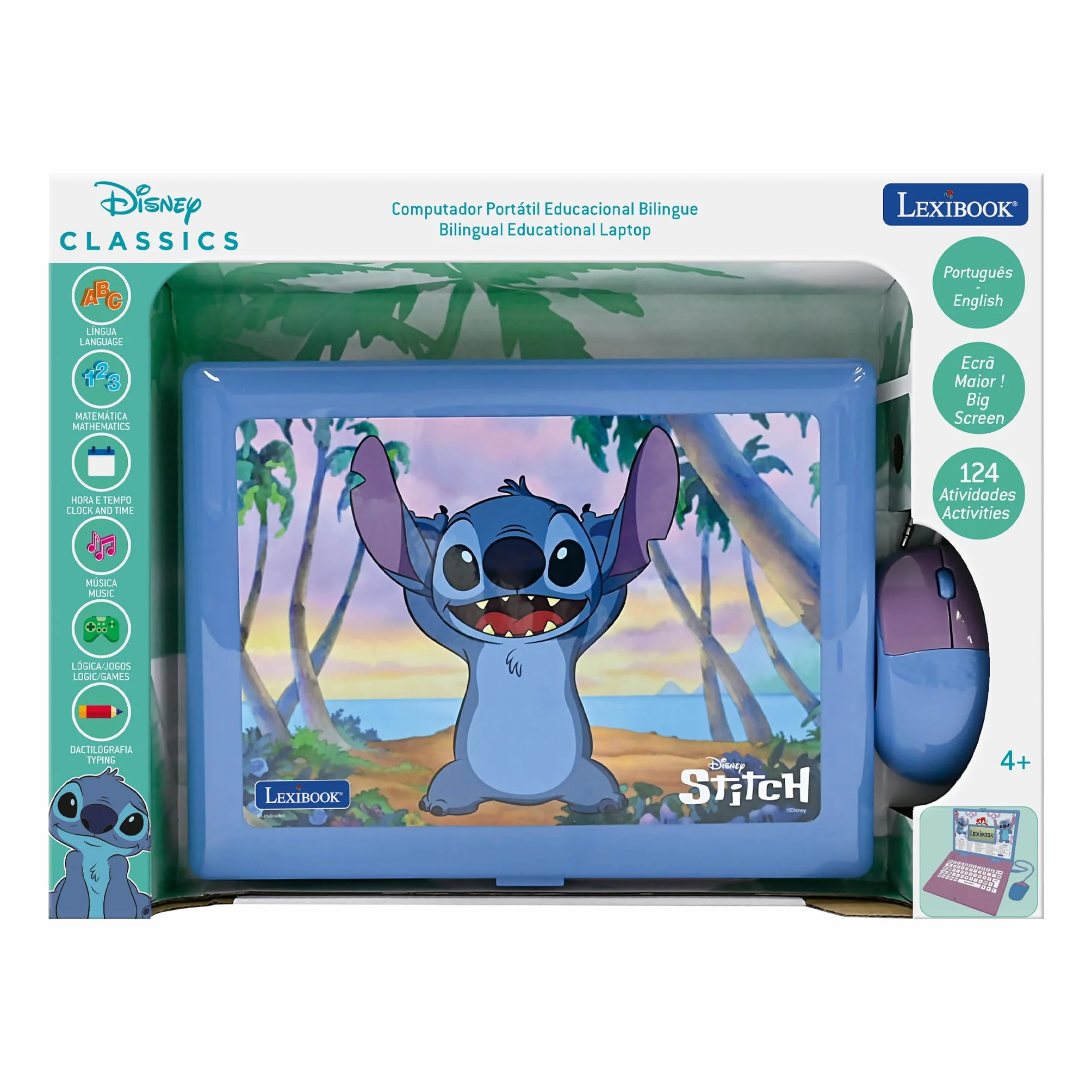Lexibook Disney Stitch JC598Di4 Ordinateur Portable éducatif bilingue 124 activités Anglais Portugais