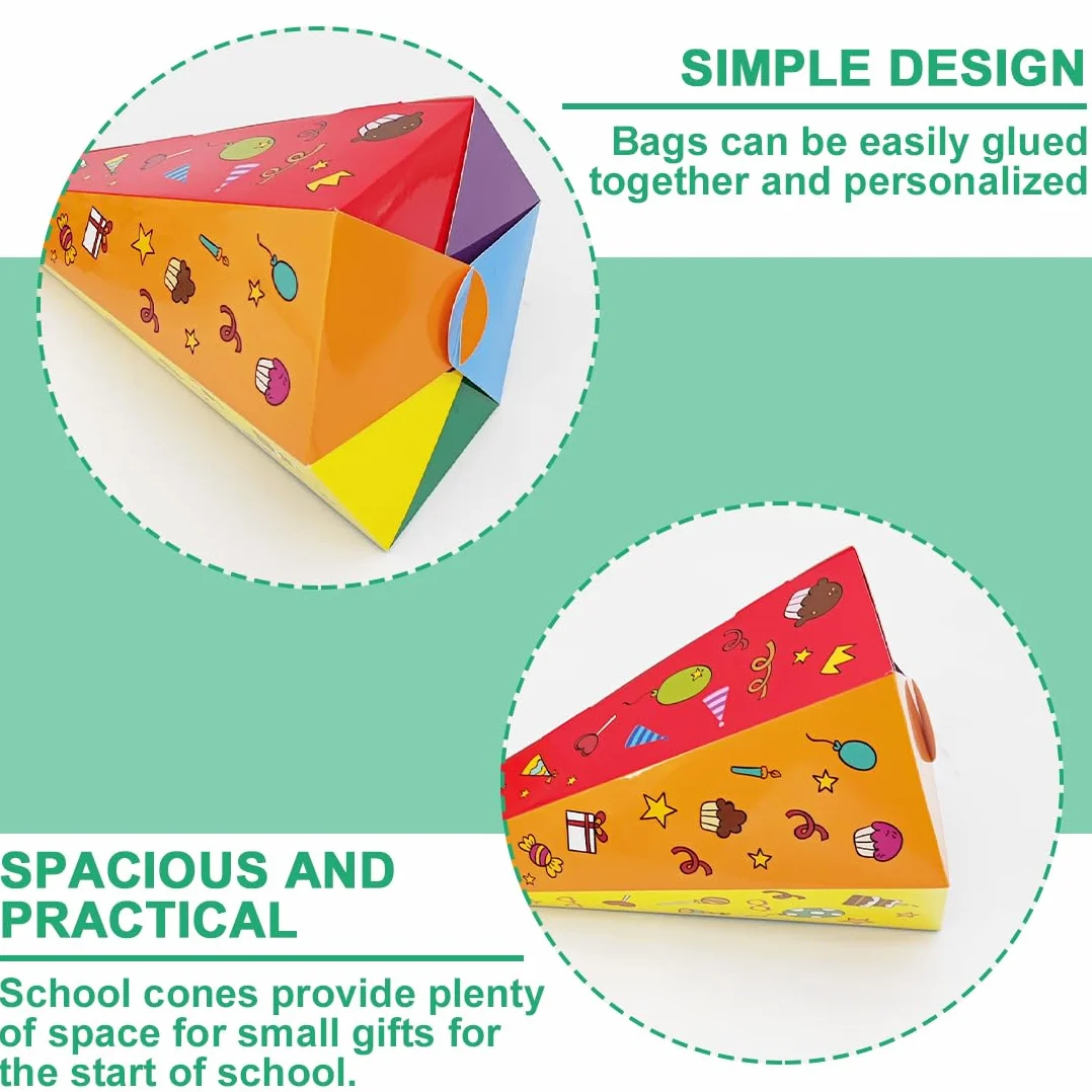 WeddHuis Cônes de Rentrée Scolaire DIY 30cm 6 Couleurs Pochettes Surprise