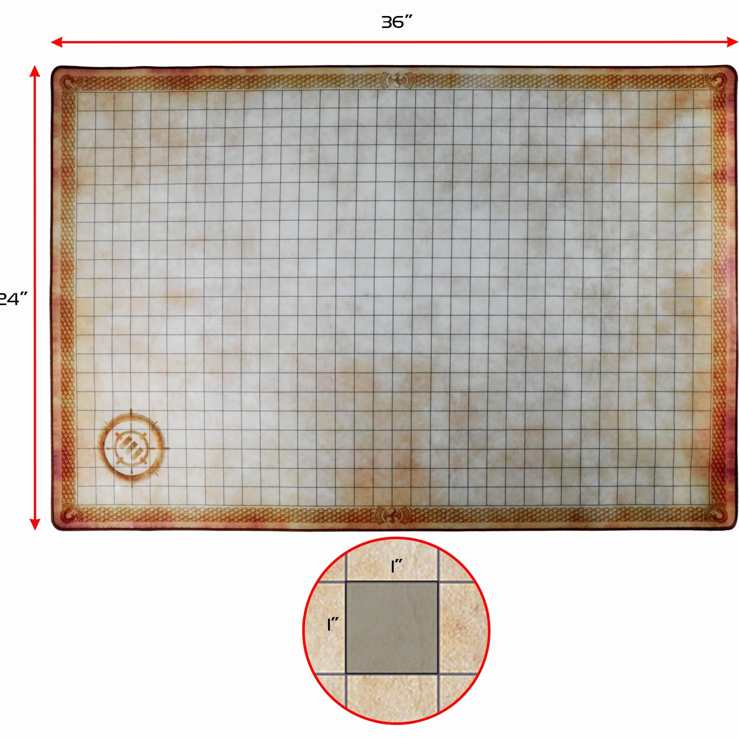 ENHANCE Tapis RPG Deluxe 61x91cm Caoutchouc Poignée Antidérapant Effaçable DND